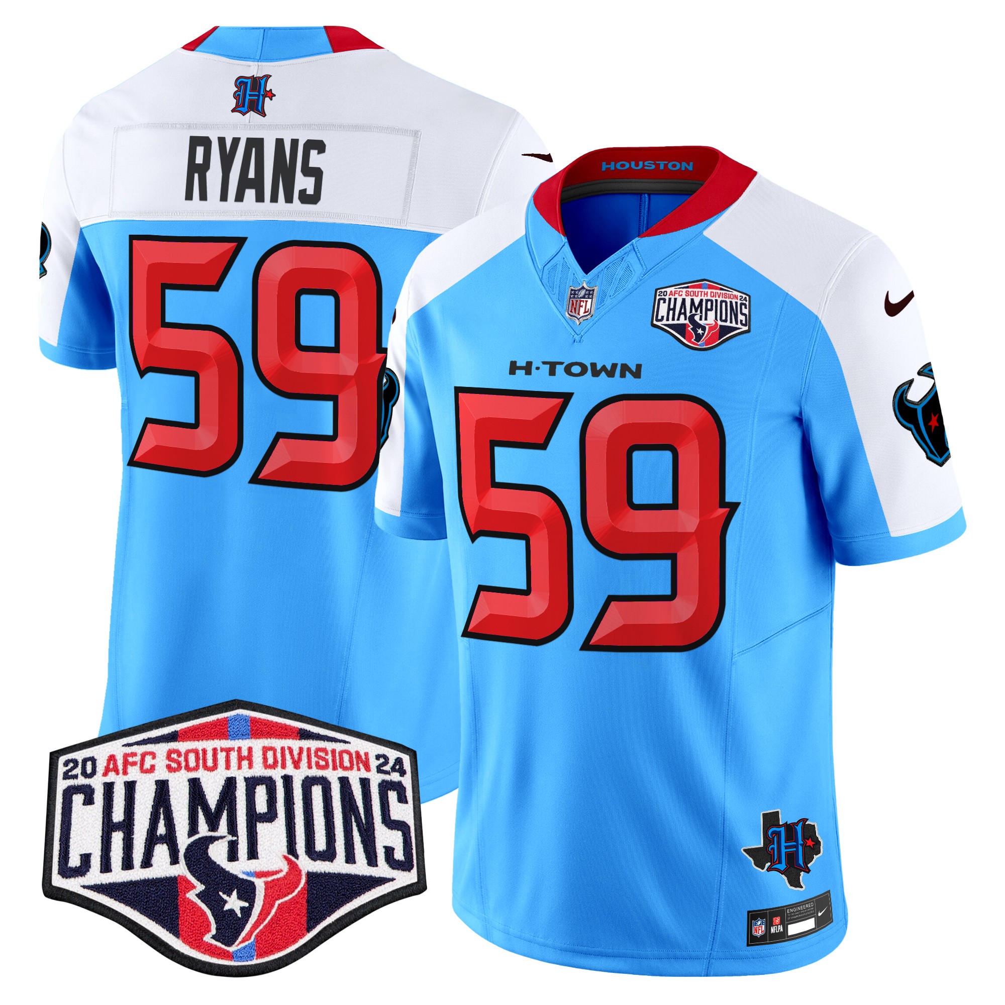 DeMeco Ryans Men's Houston Texans 2024 AFC South Division Champions Patch Vapor Limited Blue Alternate Jersey - All Stitched