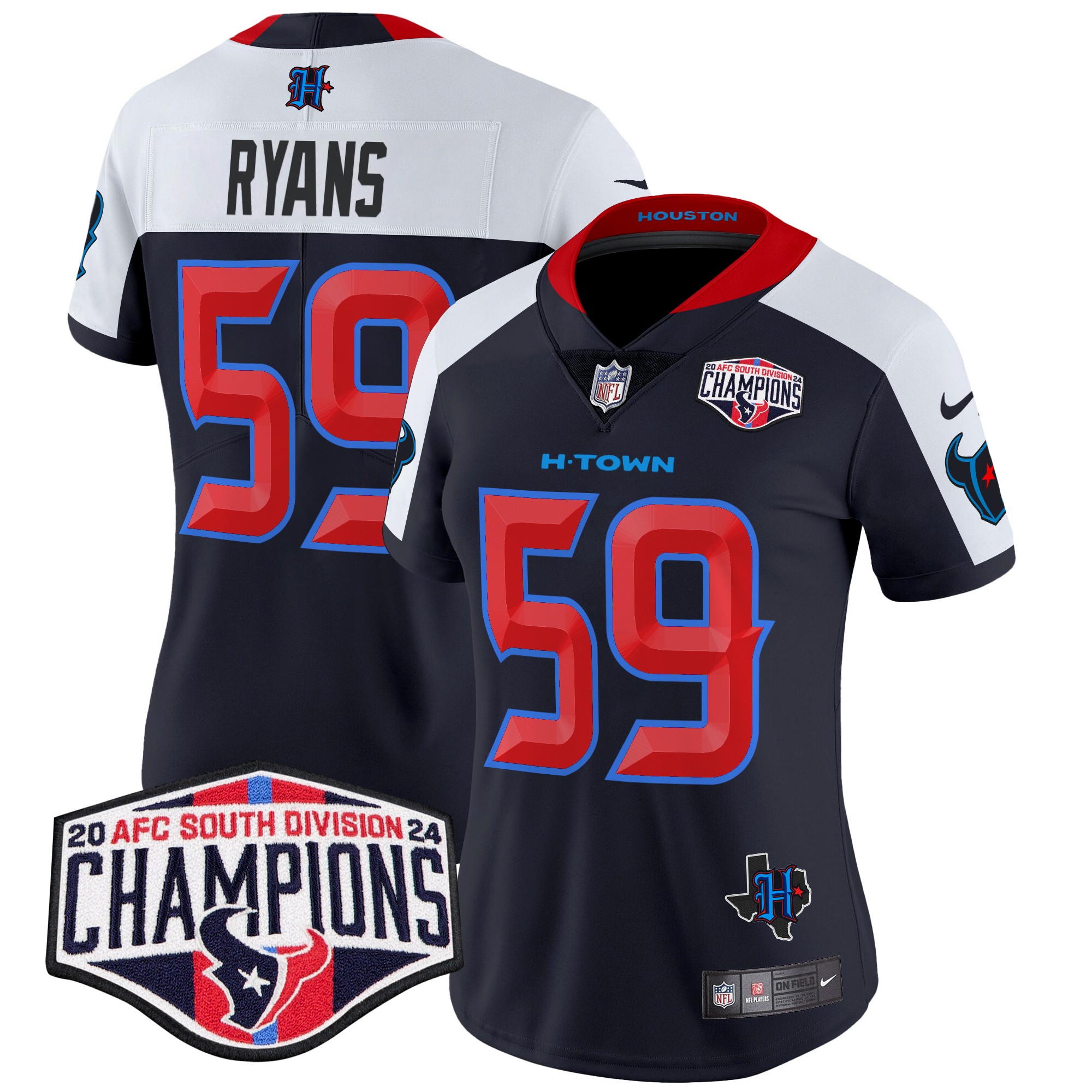 DeMeco Ryans Women's Houston Texans 2024 AFC South Division Champions Patch Vapor Limited Navy Alternate Jersey - All Stitched