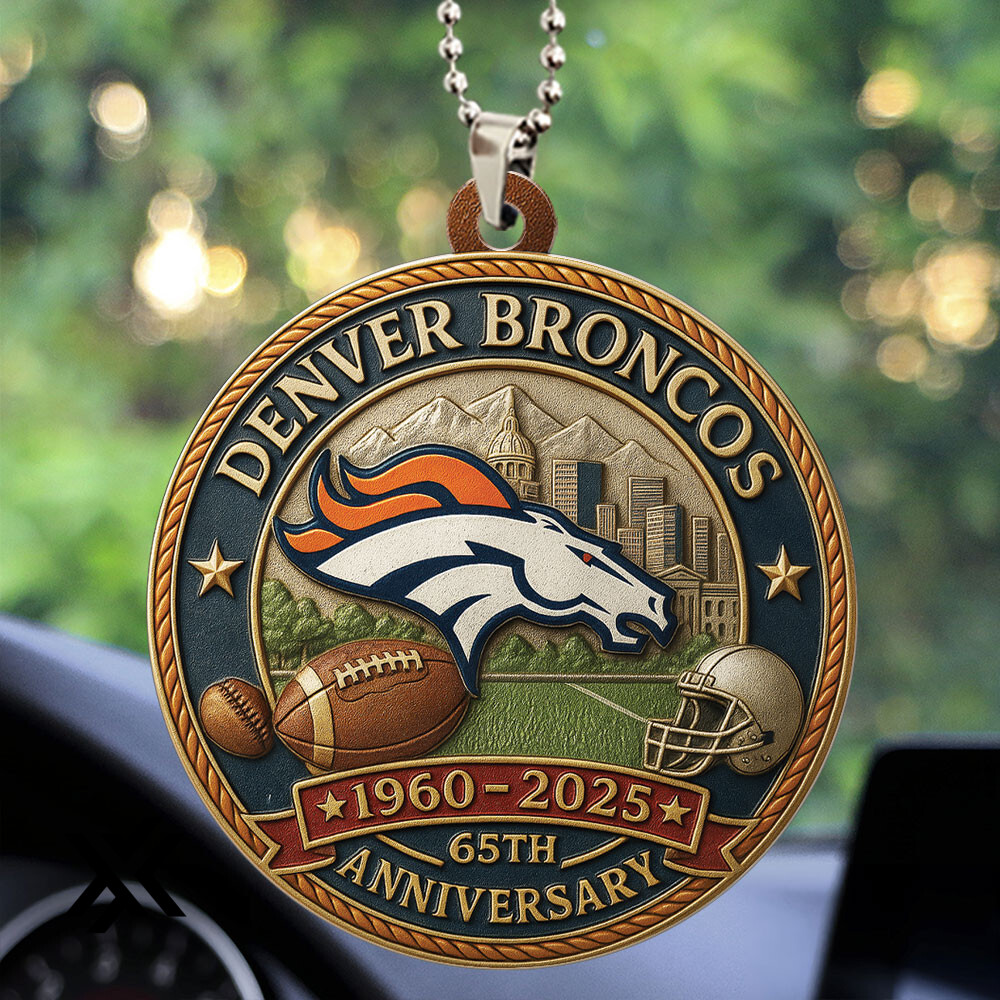 Denver Broncos 2-Sided Acrylic Car Ornament