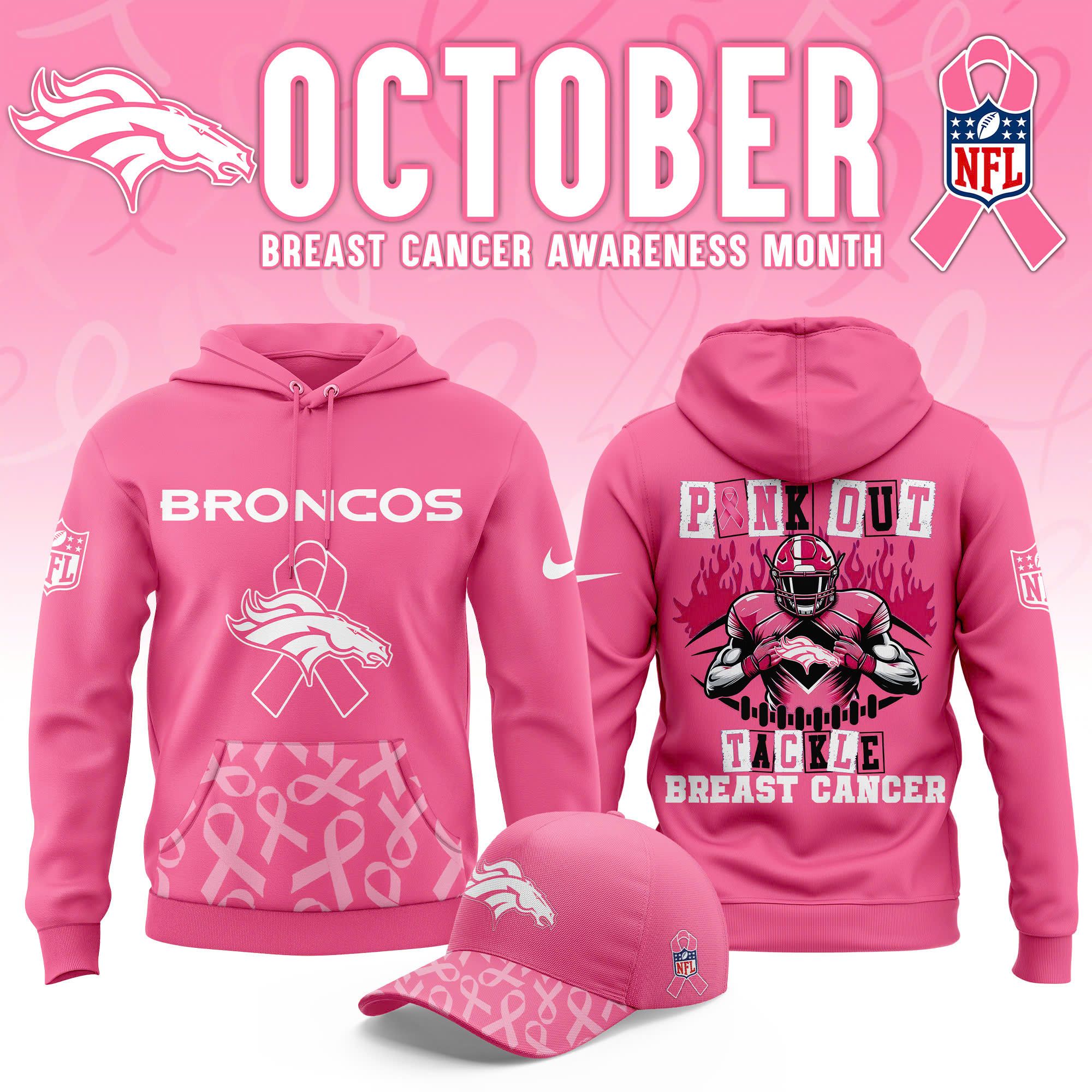 Denver Broncos 2025 Breast Cancer Awareness Pullover Hoodie