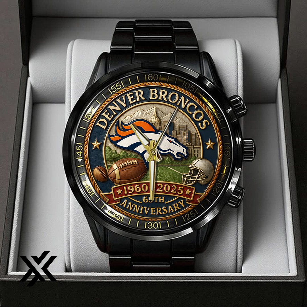 Denver Broncos 65th Anniversary 2025 Black Stainless Steel Watch
