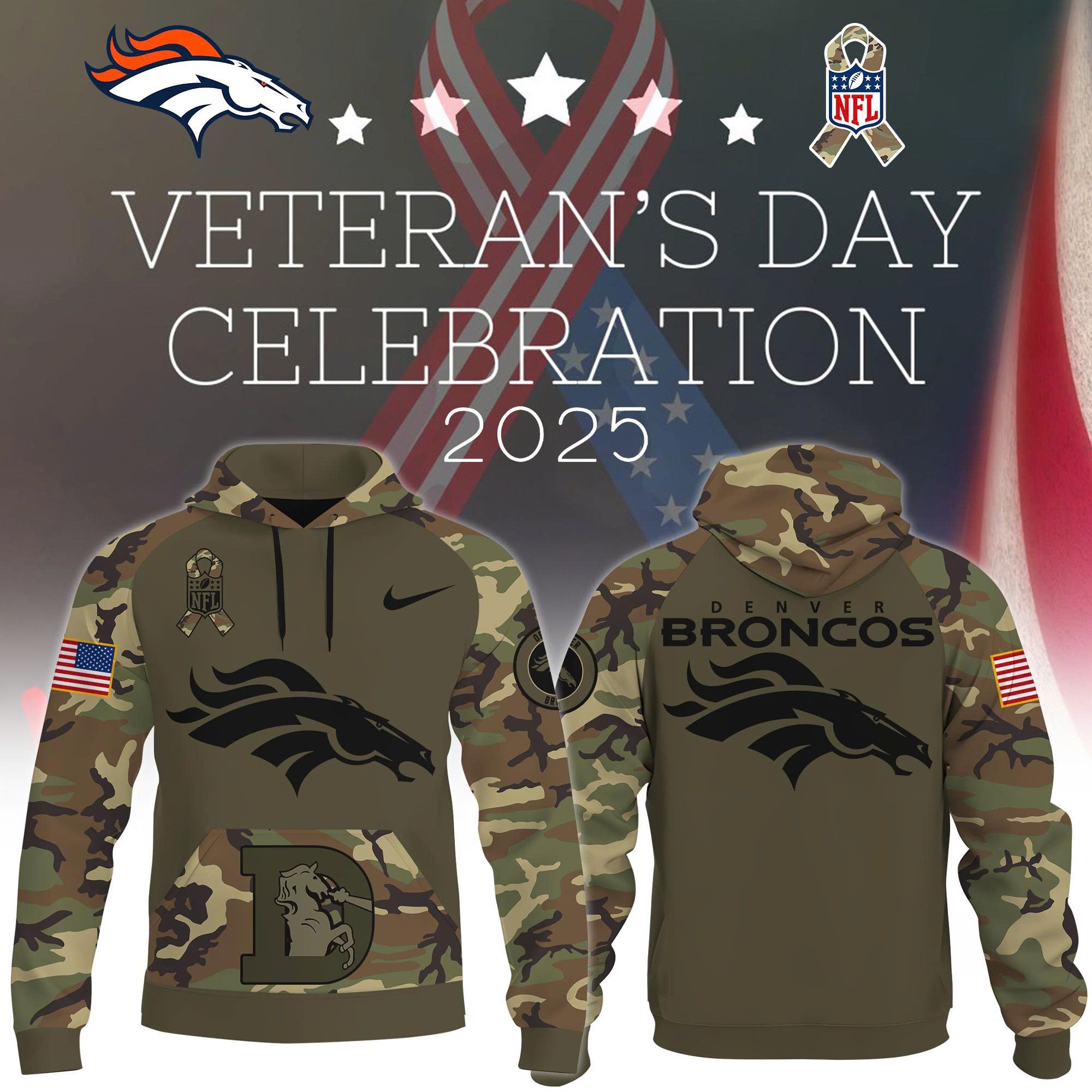 Denver Broncos Camo 2025 Salute to Service Pullover Hoodie