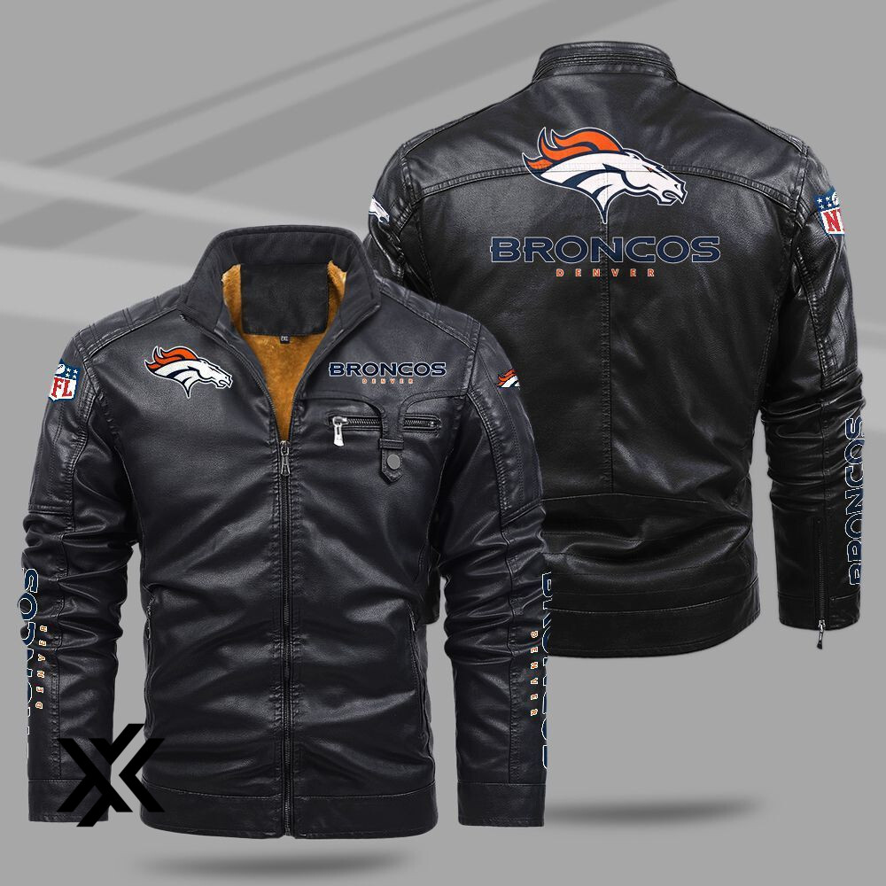 Denver Broncos Fleece Leather Jacket