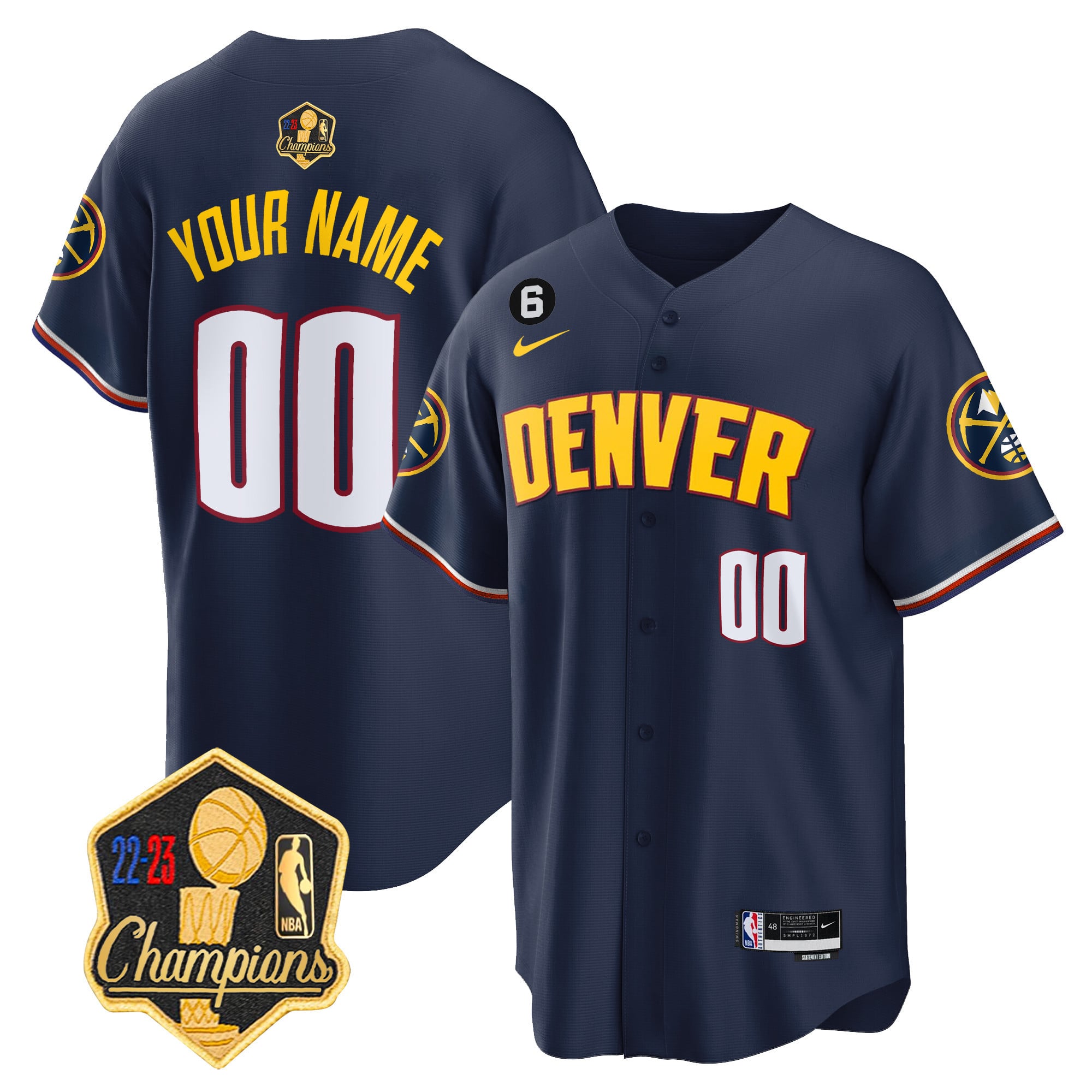 Denver Nuggets 2023 Champions Limited Patch Cool Base Custom Jersey - All Stitched - Image 6