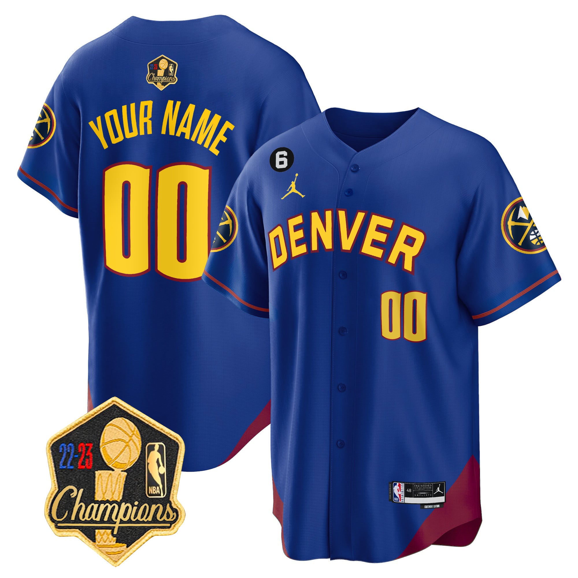 Denver Nuggets 2023 Champions Limited Patch Cool Base Custom Jersey - All Stitched - Image 4