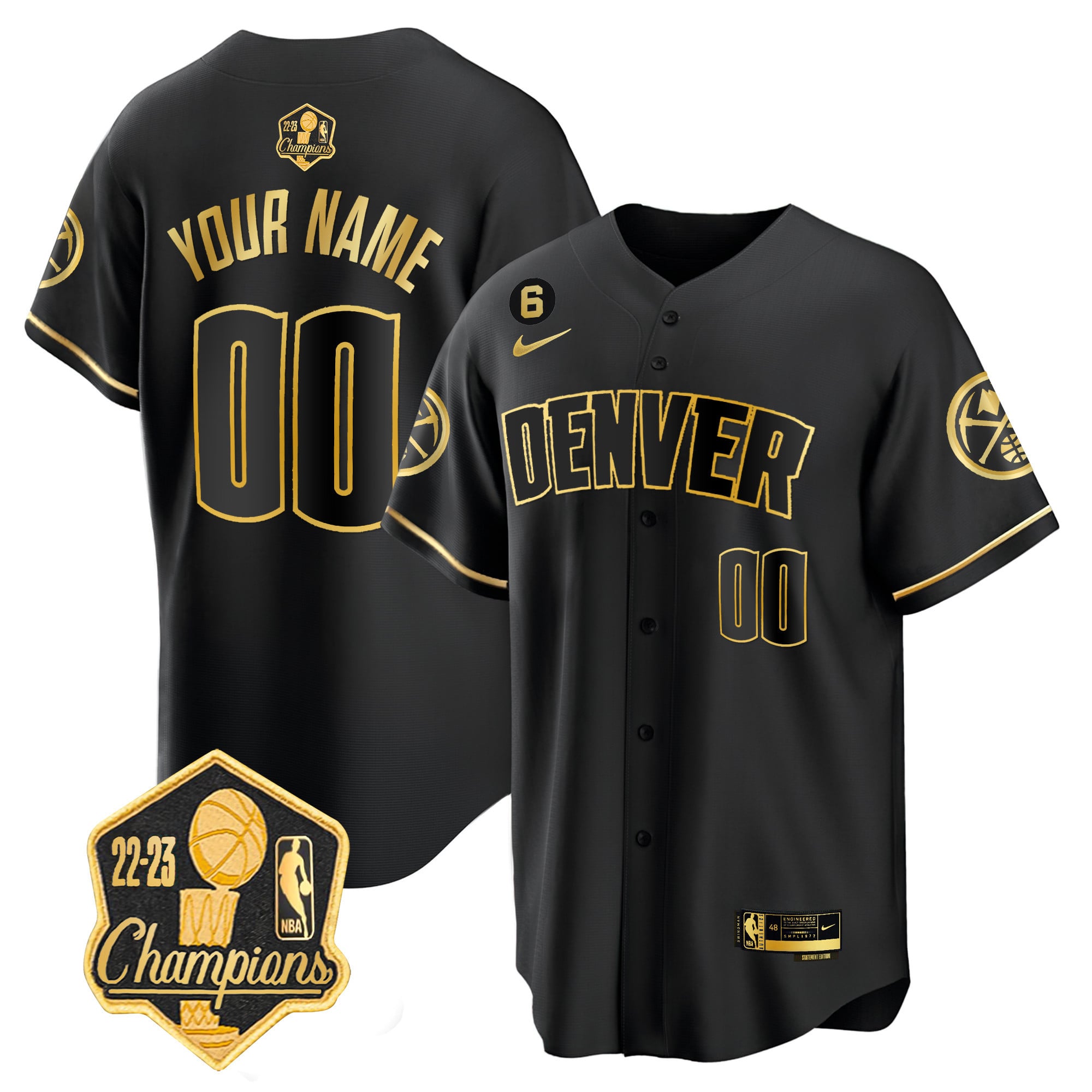 Denver Nuggets 2023 Champions Limited Patch Cool Base Custom Jersey - All Stitched - Image 3