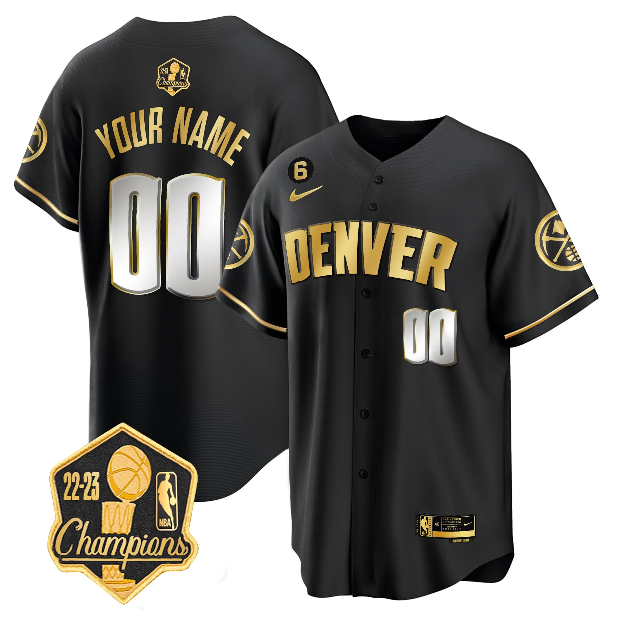 Denver Nuggets 2023 Champions Limited Patch Cool Base Custom Jersey - All Stitched - Image 2