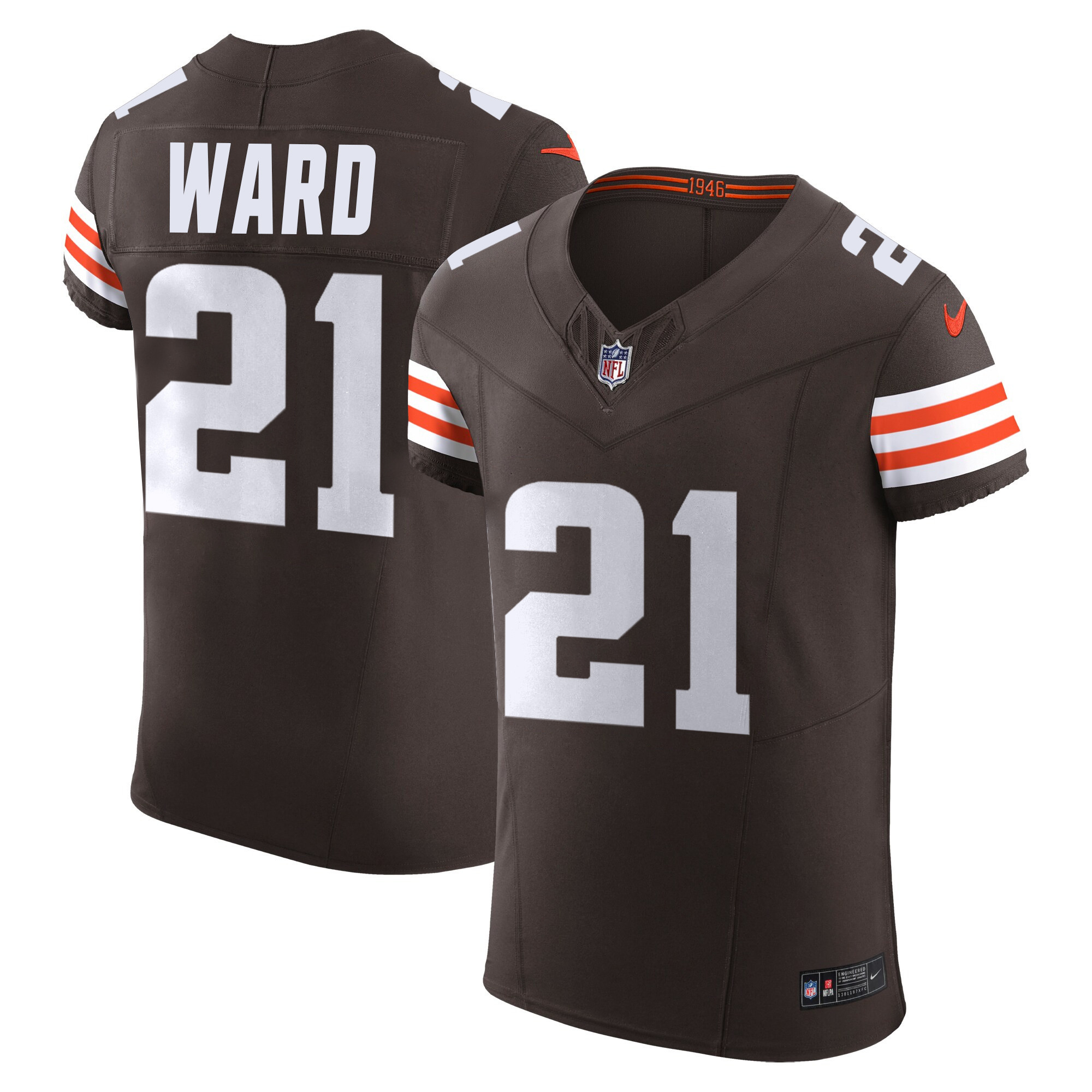 Denzel Ward Men's Cleveland Browns Vapor Elite Brown Jersey - All Stitched