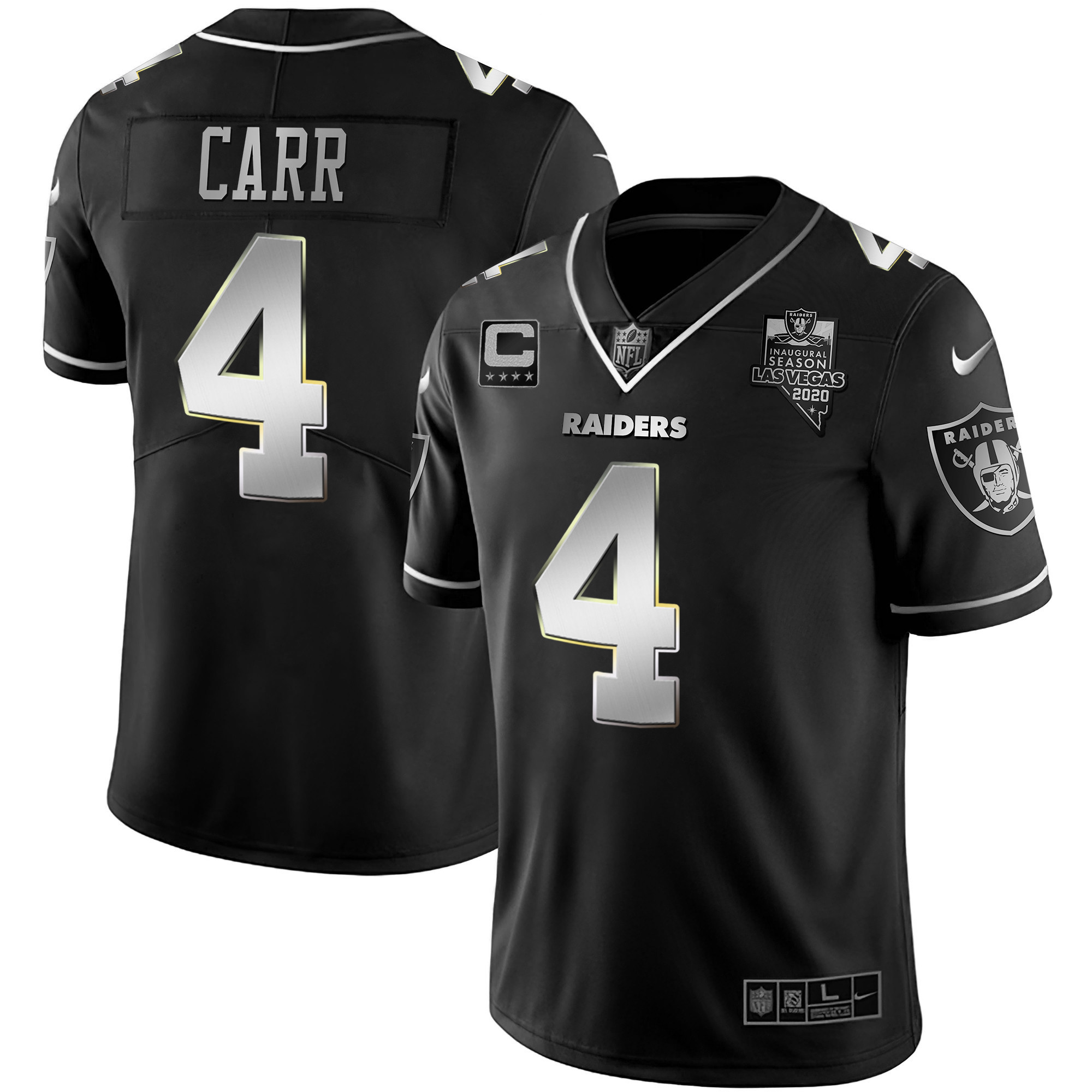 Derek Carr Men's Las Vegas Raiders Vapor Gold Silver Limited Jersey - All Stitched