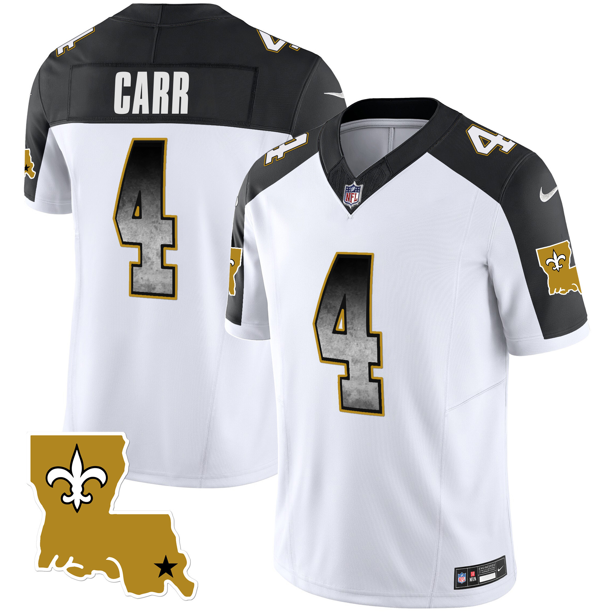 Derek Carr Men's New Orleans Saints 1987 Legacy Arch Smoke Inverted Jersey - All Stitched