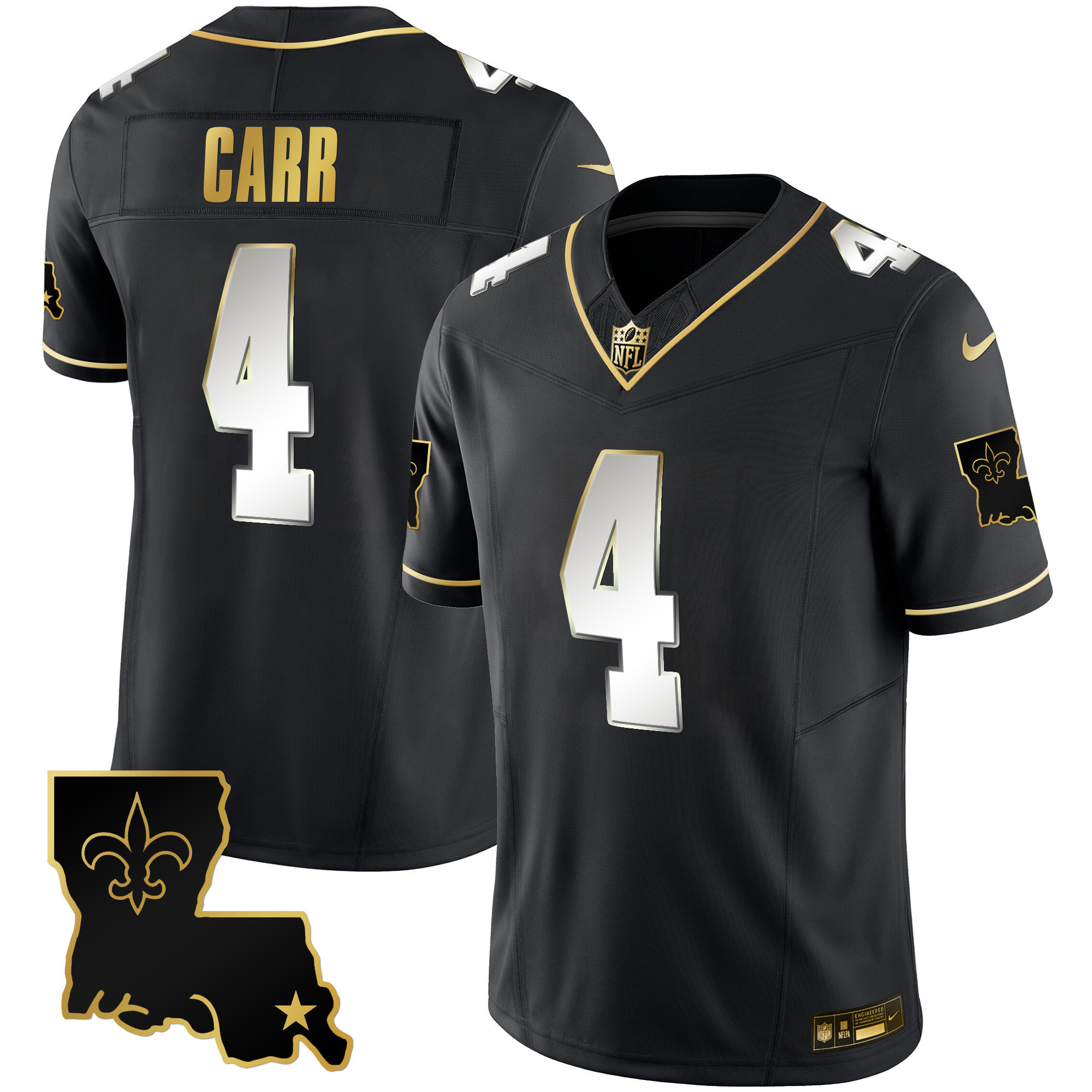 Derek Carr Men's New Orleans Saints 1987 Legacy Gold Vapor Black Limited Jersey - All Stitched