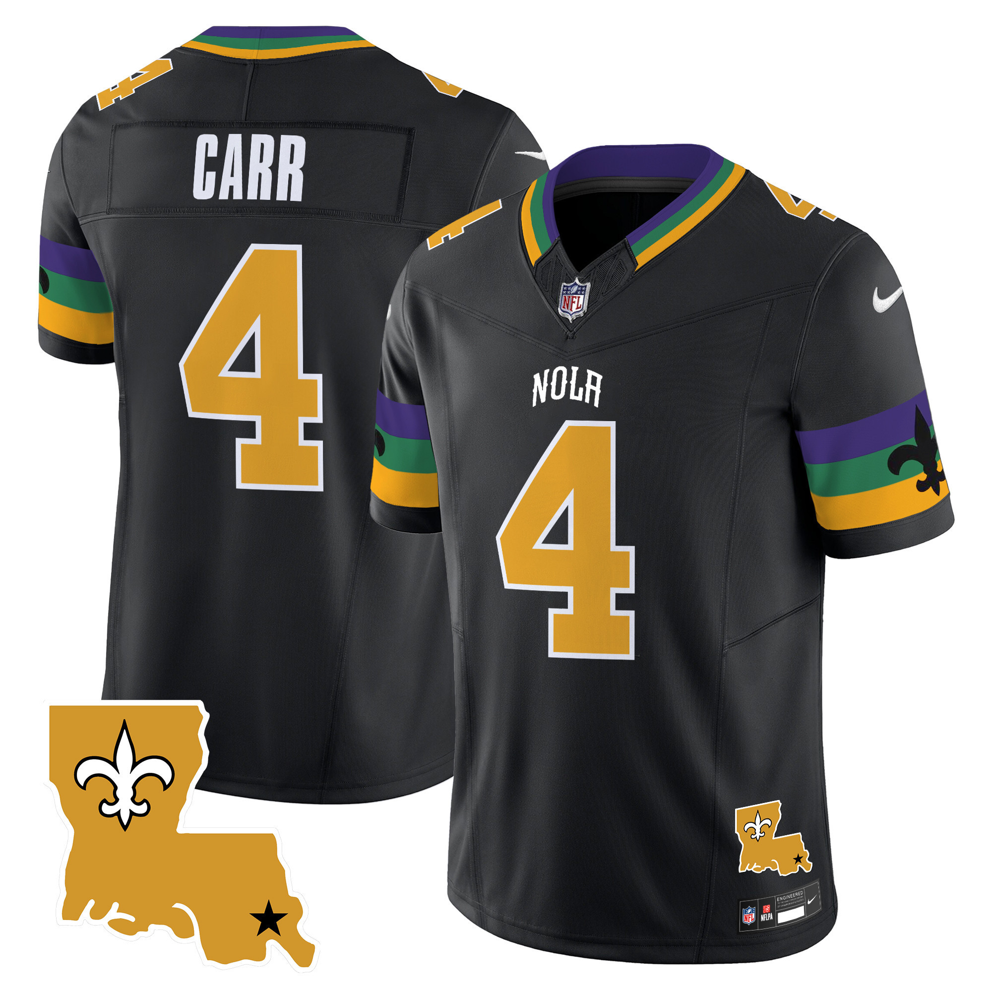 Derek Carr Men's New Orleans Saints 2024 New Orleans City Vapor Limited Black Jersey - All Stitched