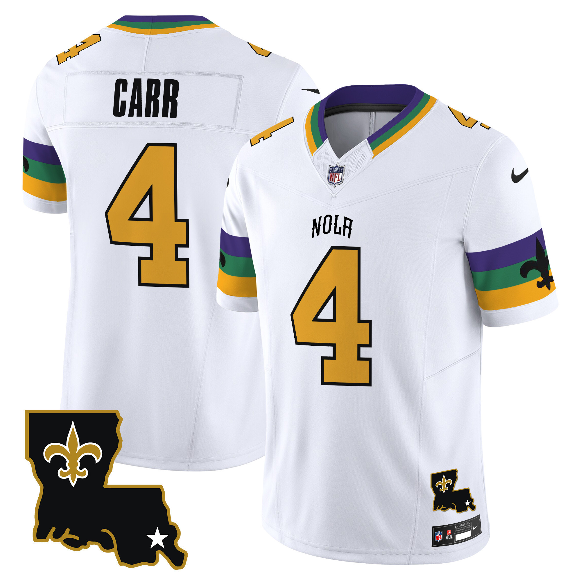 Derek Carr Men's New Orleans Saints 2024 New Orleans City Vapor Limited White Jersey - All Stitched