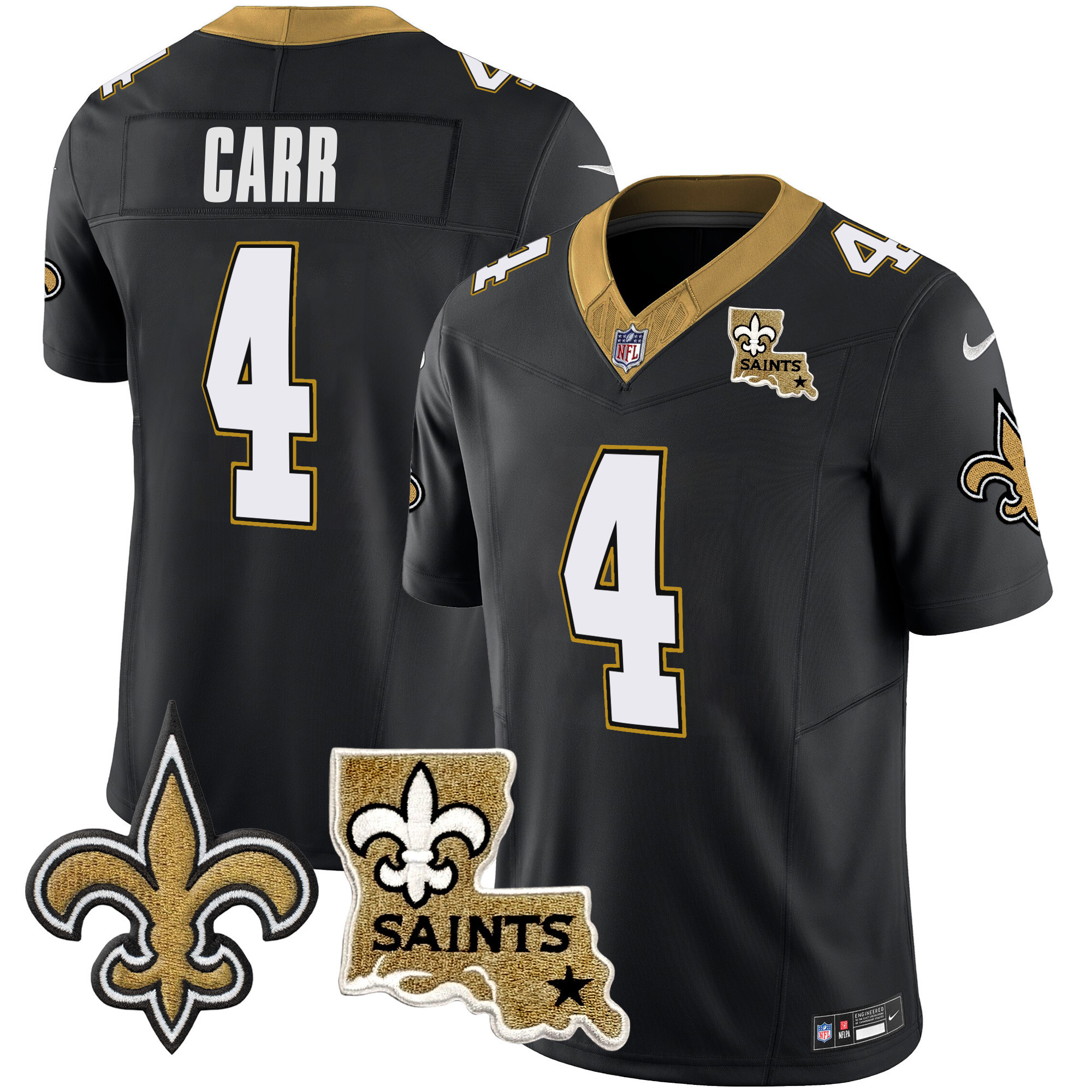 Derek Carr Men's New Orleans Saints Vapor Limited Black Jersey - All Stitched