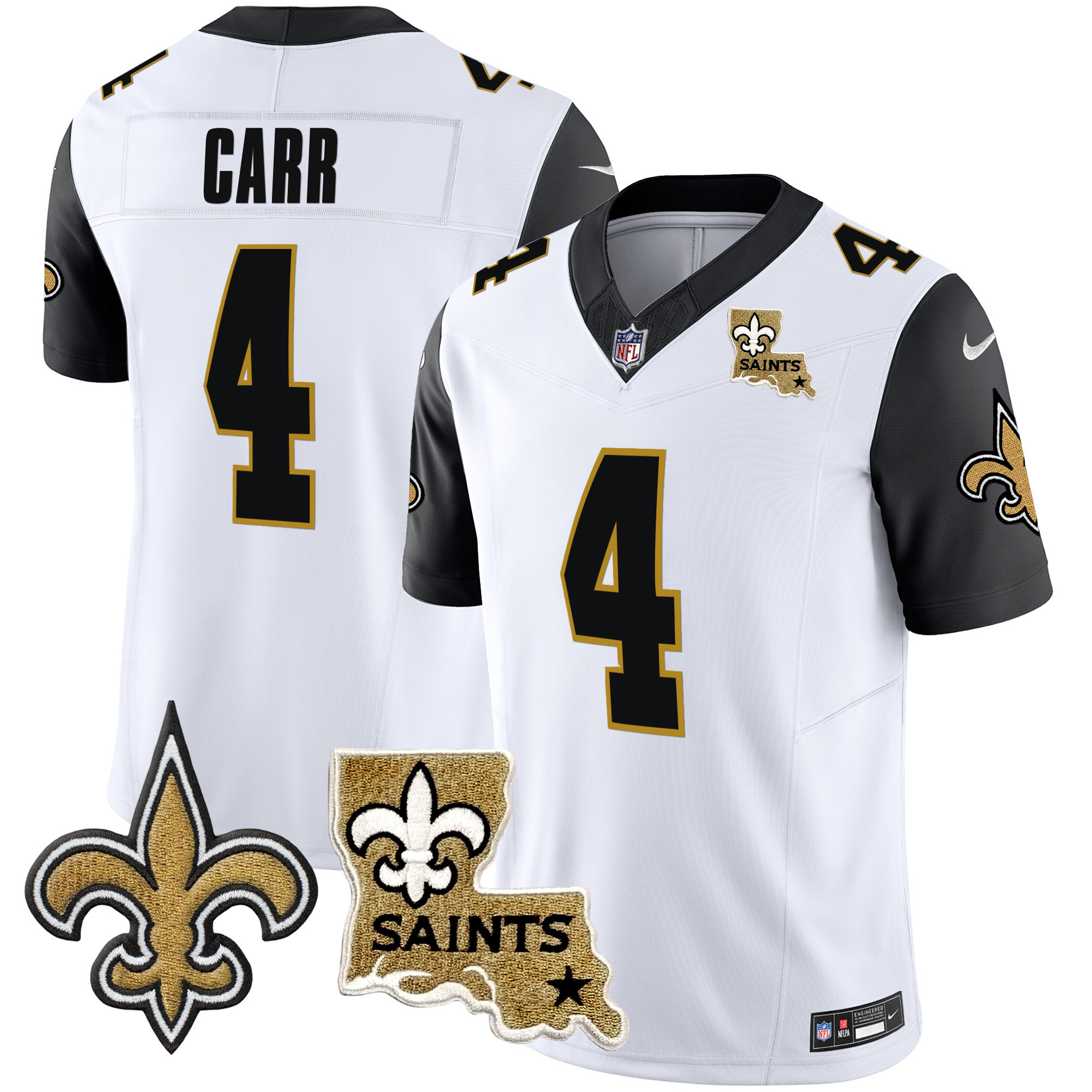 Derek Carr Men's New Orleans Saints Vapor Limited Black Sleeves Jersey - All Stitched