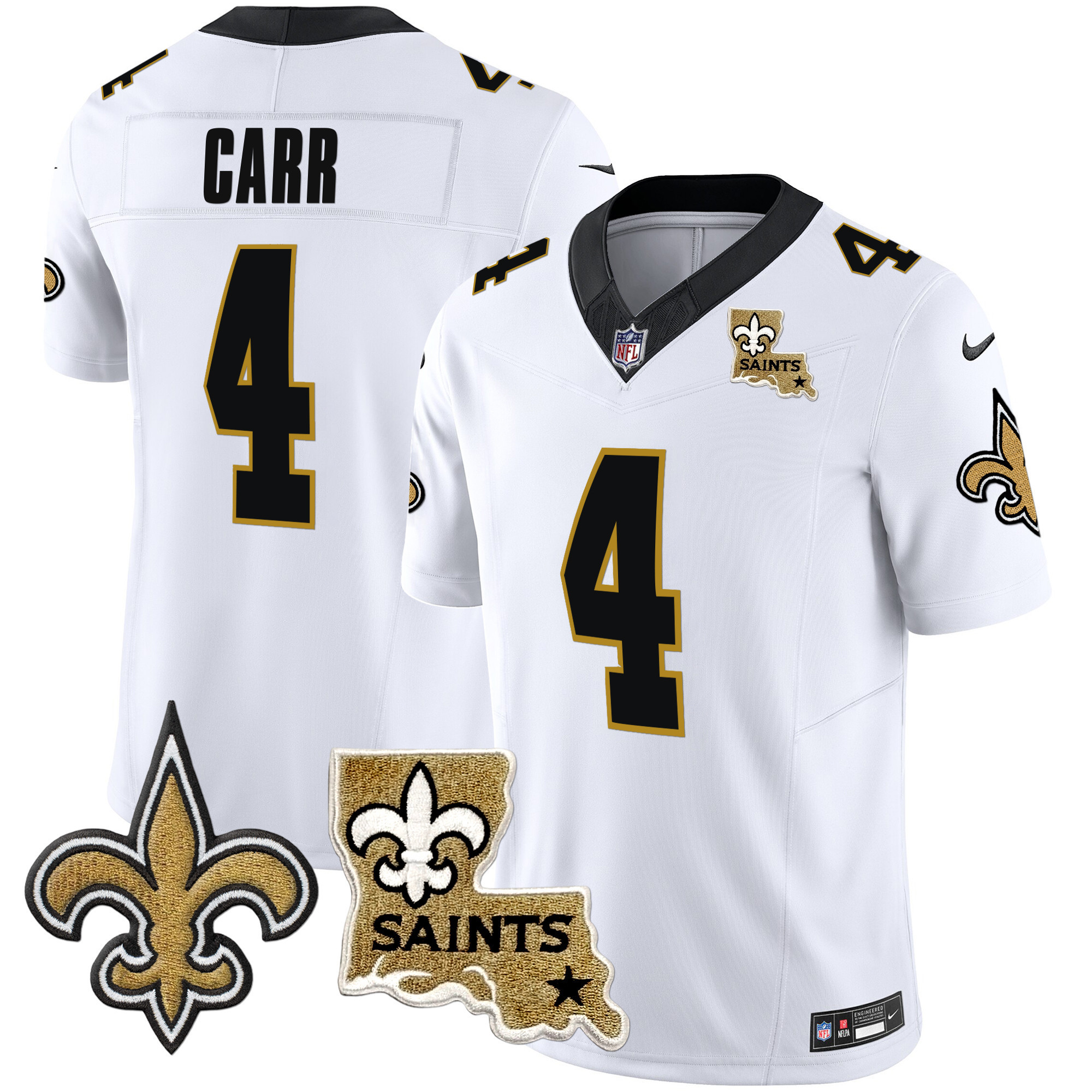 Derek Carr Men's New Orleans Saints Vapor Limited White Jersey - All Stitched