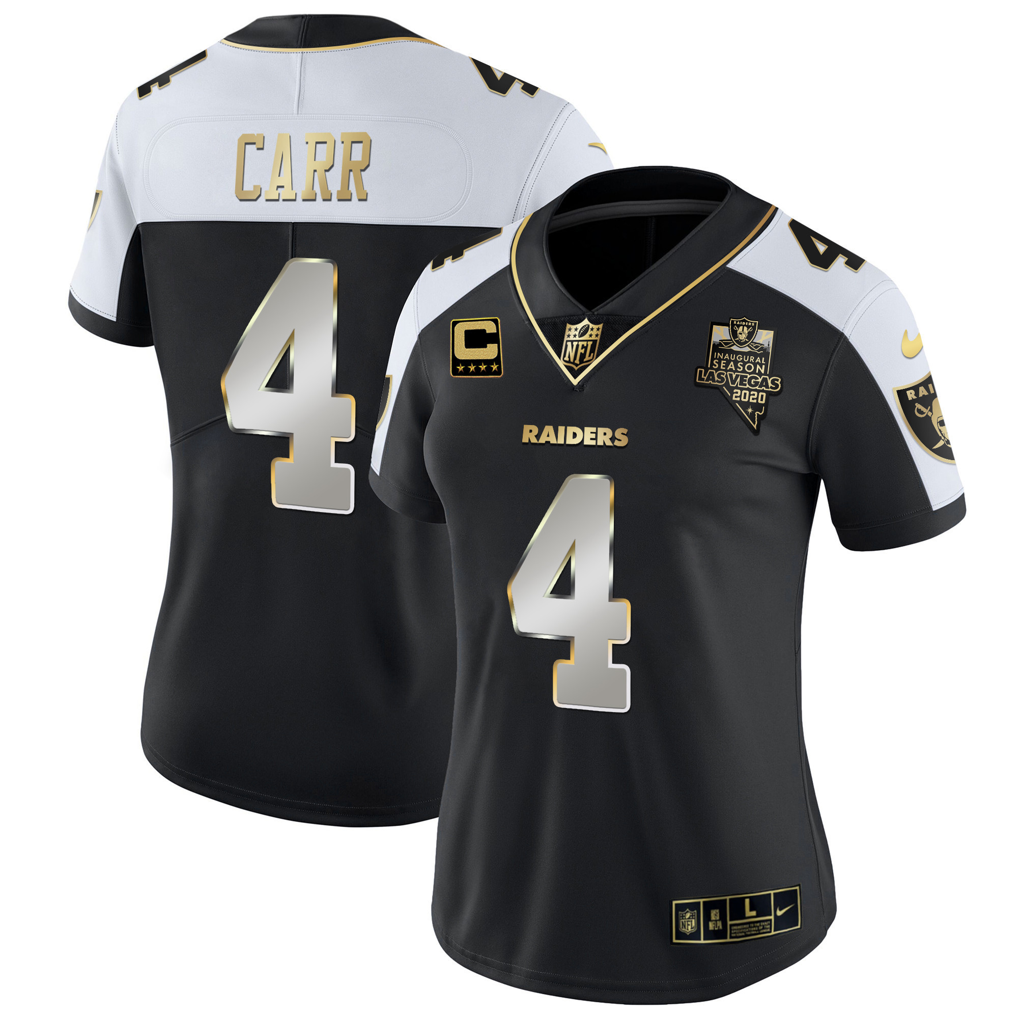 Derek Carr Women's Las Vegas Raiders Vapor Gold Alternate Limited Jersey - All Stitched
