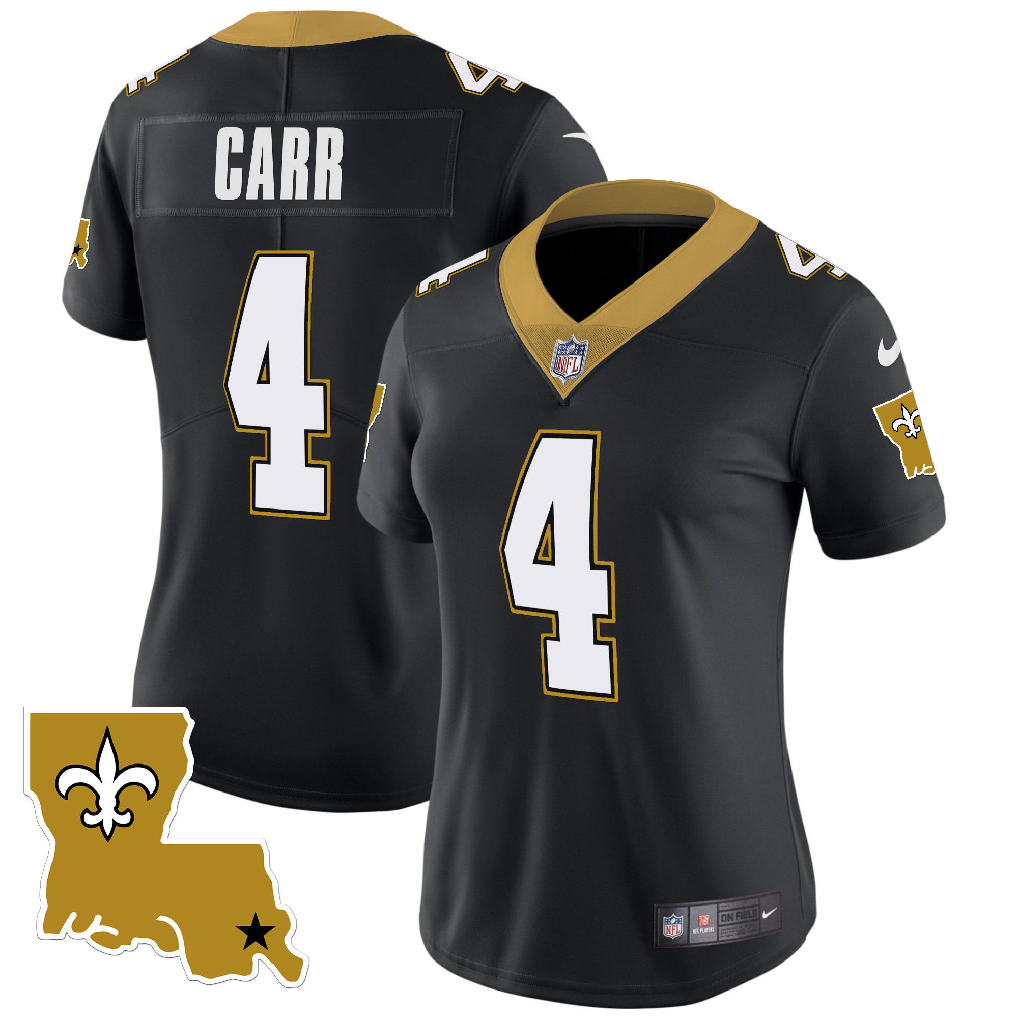 Derek Carr Women's New Orleans Saints 1987 Legacy Vapor Black Jersey - All Stitched
