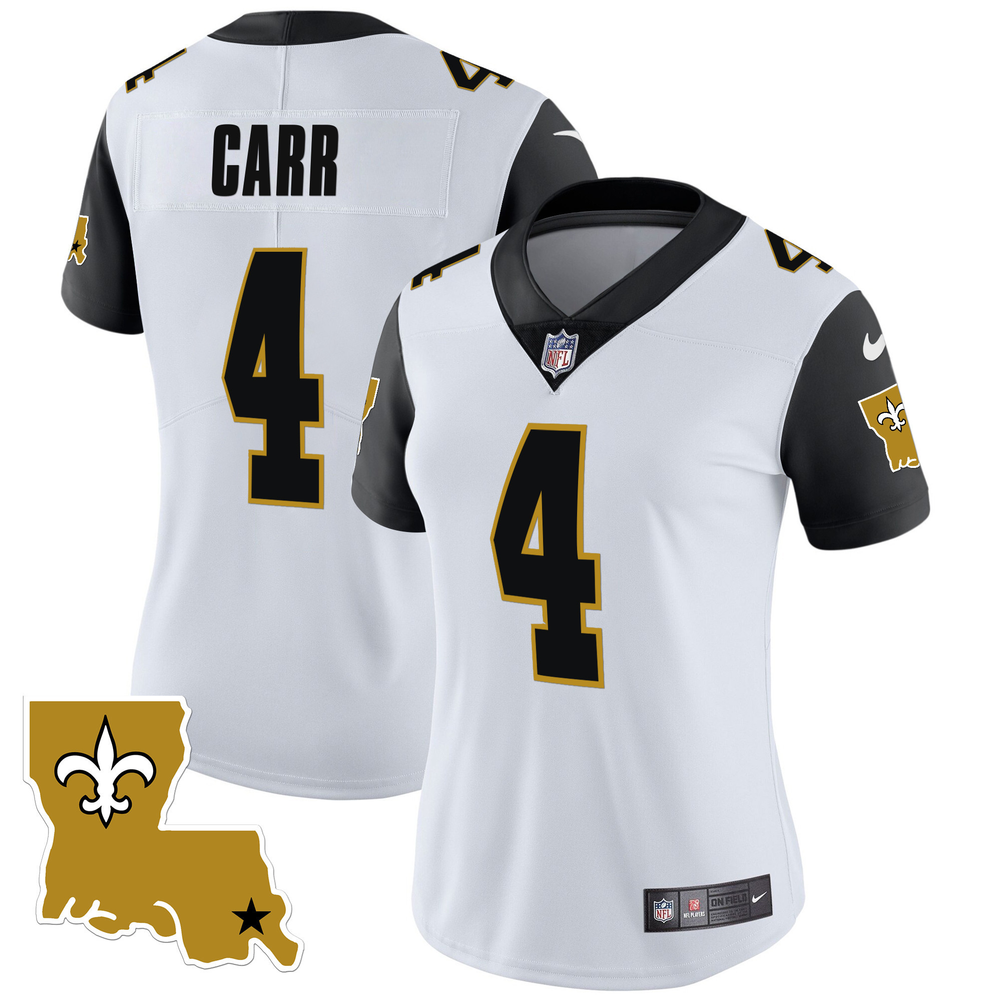 Derek Carr Women's New Orleans Saints 1987 Legacy Vapor Black Sleeves Jersey - All Stitched