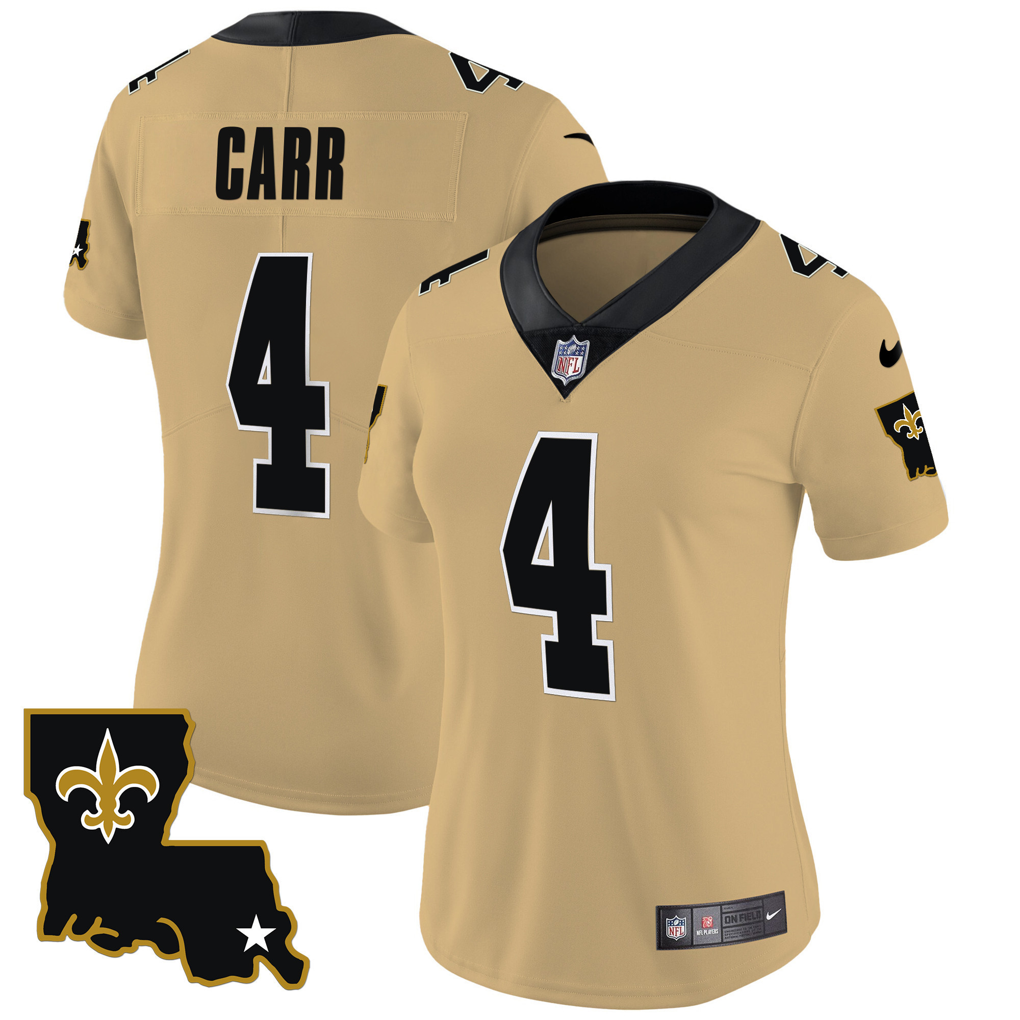 Derek Carr Women's New Orleans Saints 1987 Legacy Vapor Gold Jersey - All Stitched