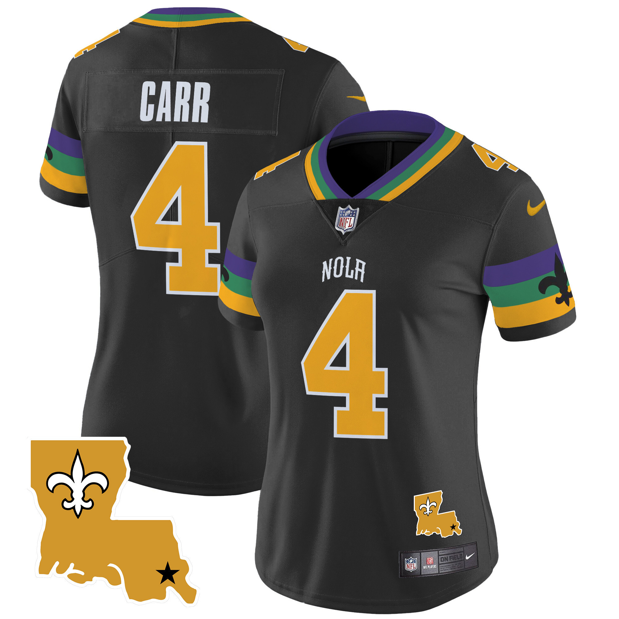 Derek Carr Women's New Orleans Saints 2024 New Orleans City Vapor Limited Black Jersey - All Stitched
