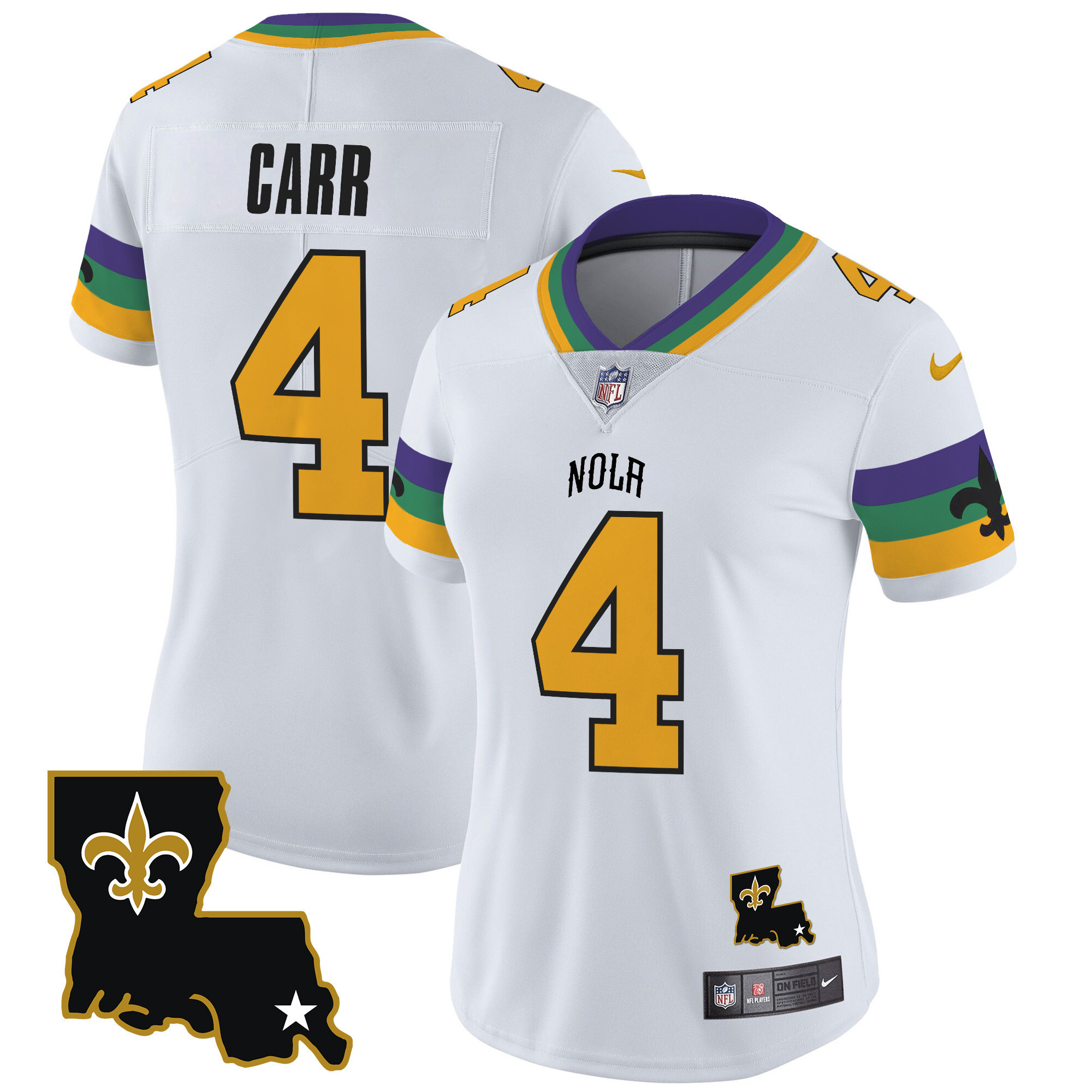 Derek Carr Women's New Orleans Saints 2024 New Orleans City Vapor Limited White Jersey - All Stitched