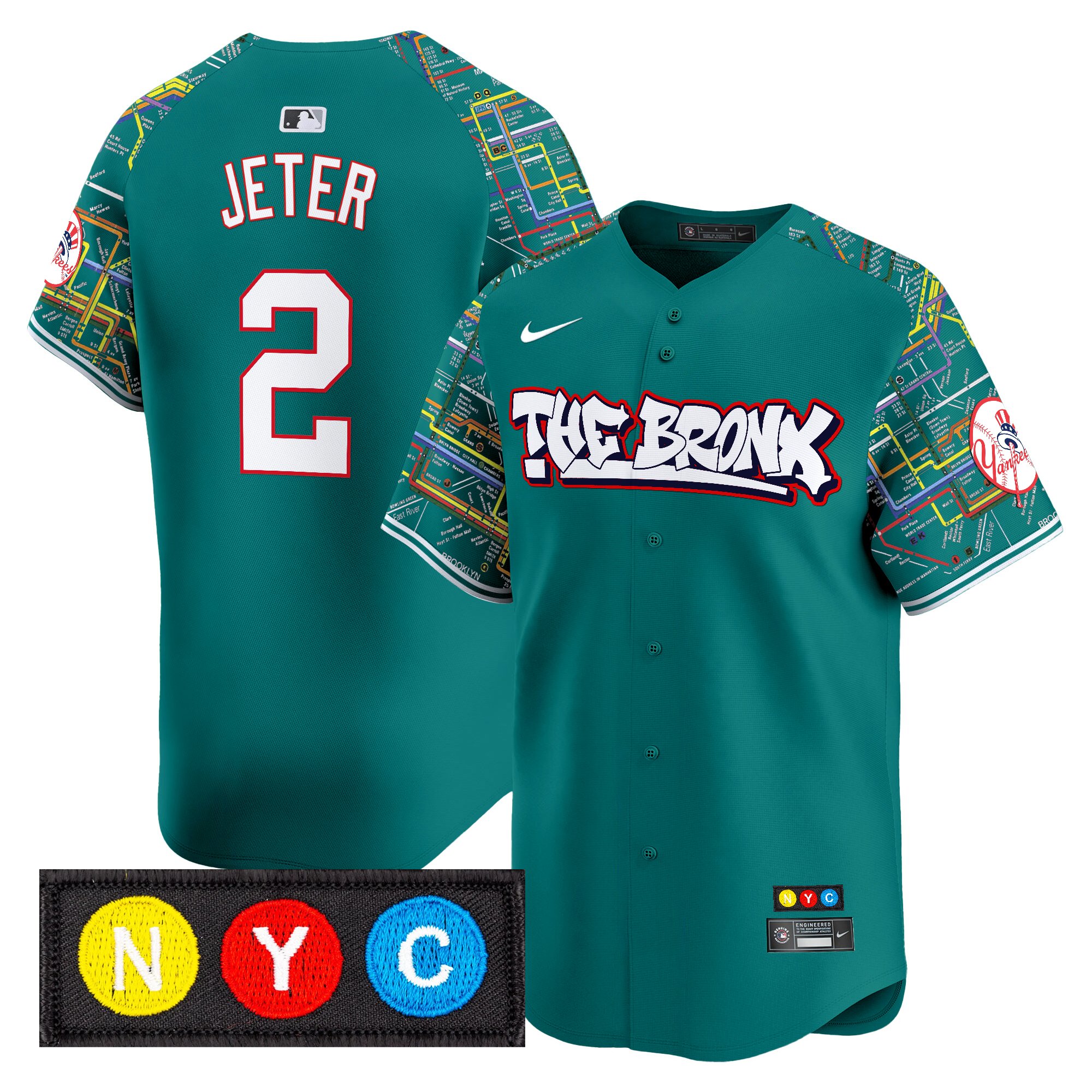 Derek Jeter Men's New York Yankees The Bronx Subway Style Vapor Premier Limited Lexington Line Jersey - Stitched