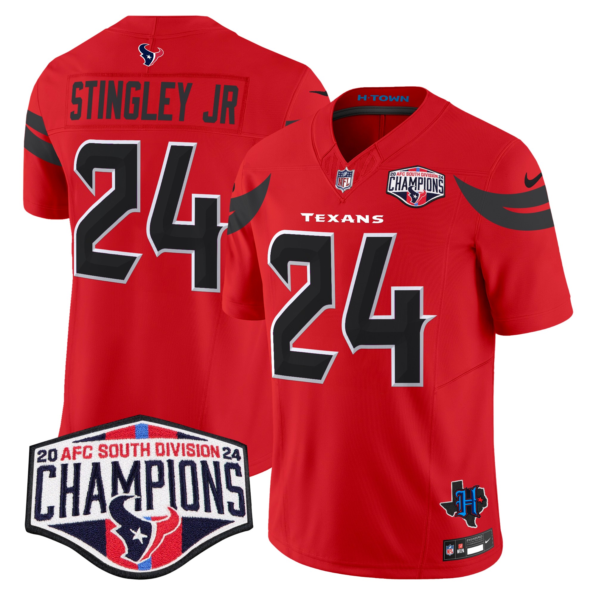 Derek Stingley Jr. Men's Houston Texans 2024 AFC South Division Champions Patch Vapor Limited Red Jersey - All Stitched
