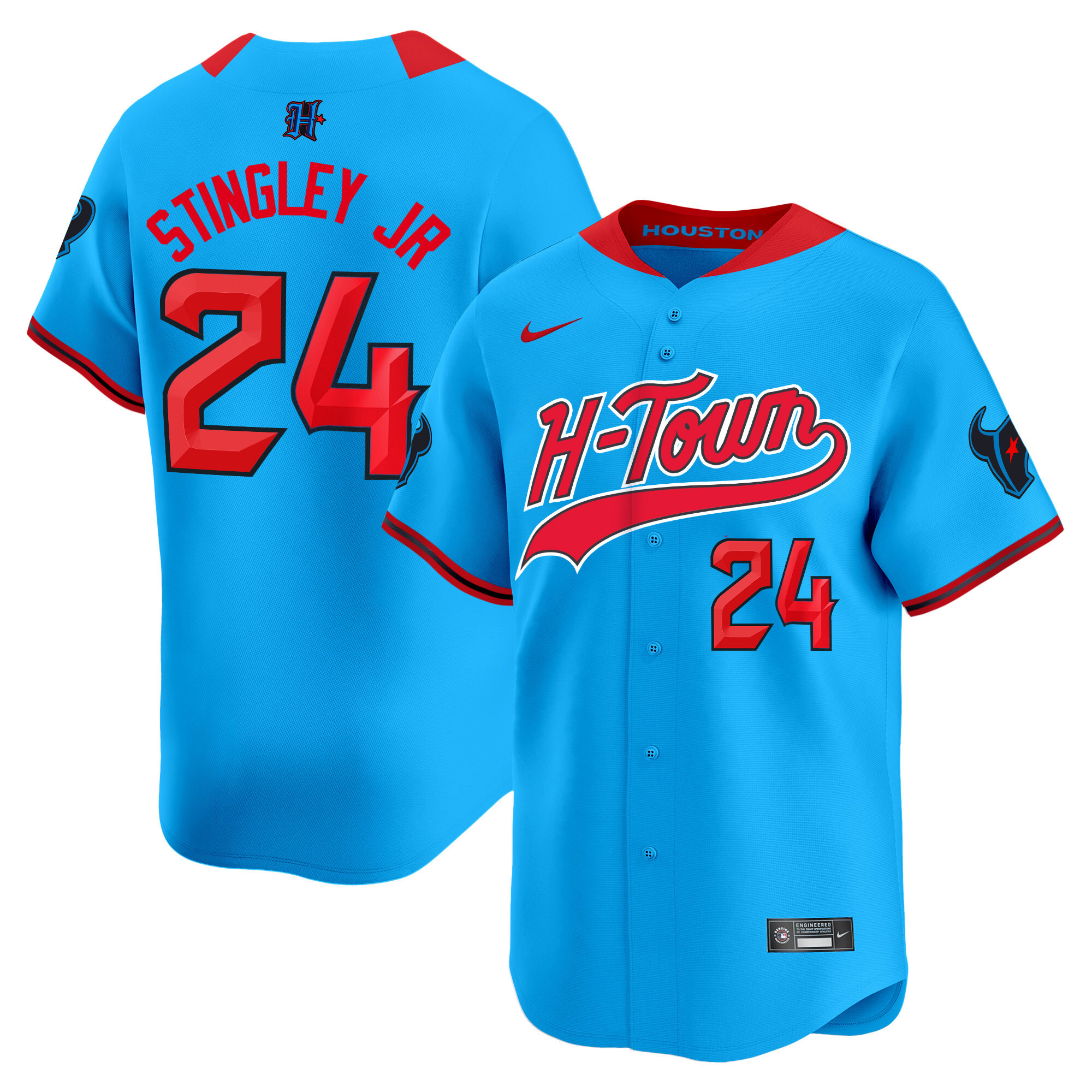Derek Stingley Jr. Men's Houston Texans 2024 Baseball Blue Jersey - All Stitched