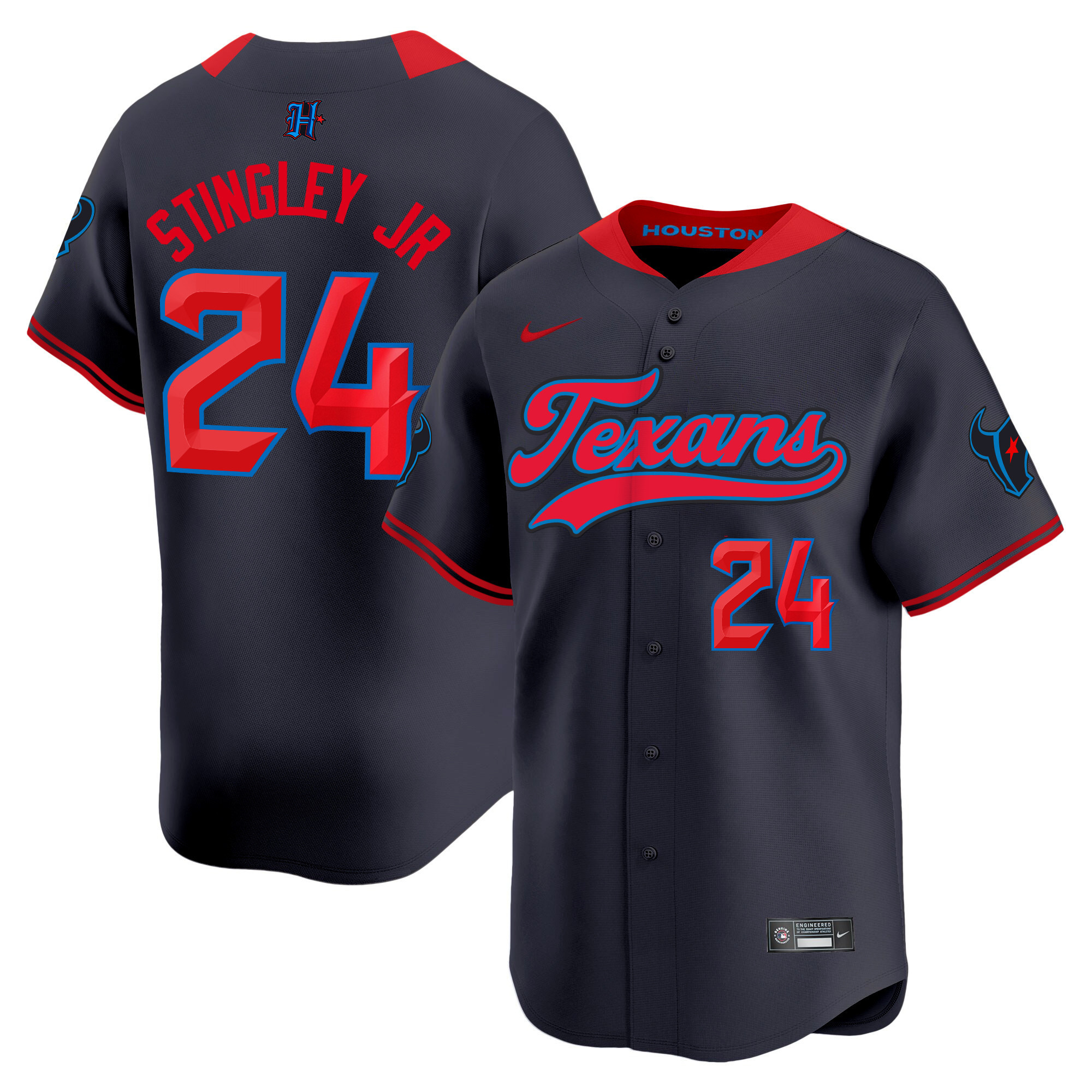 Derek Stingley Jr. Men's Houston Texans 2024 Baseball Navy Limited Jersey - All Stitched