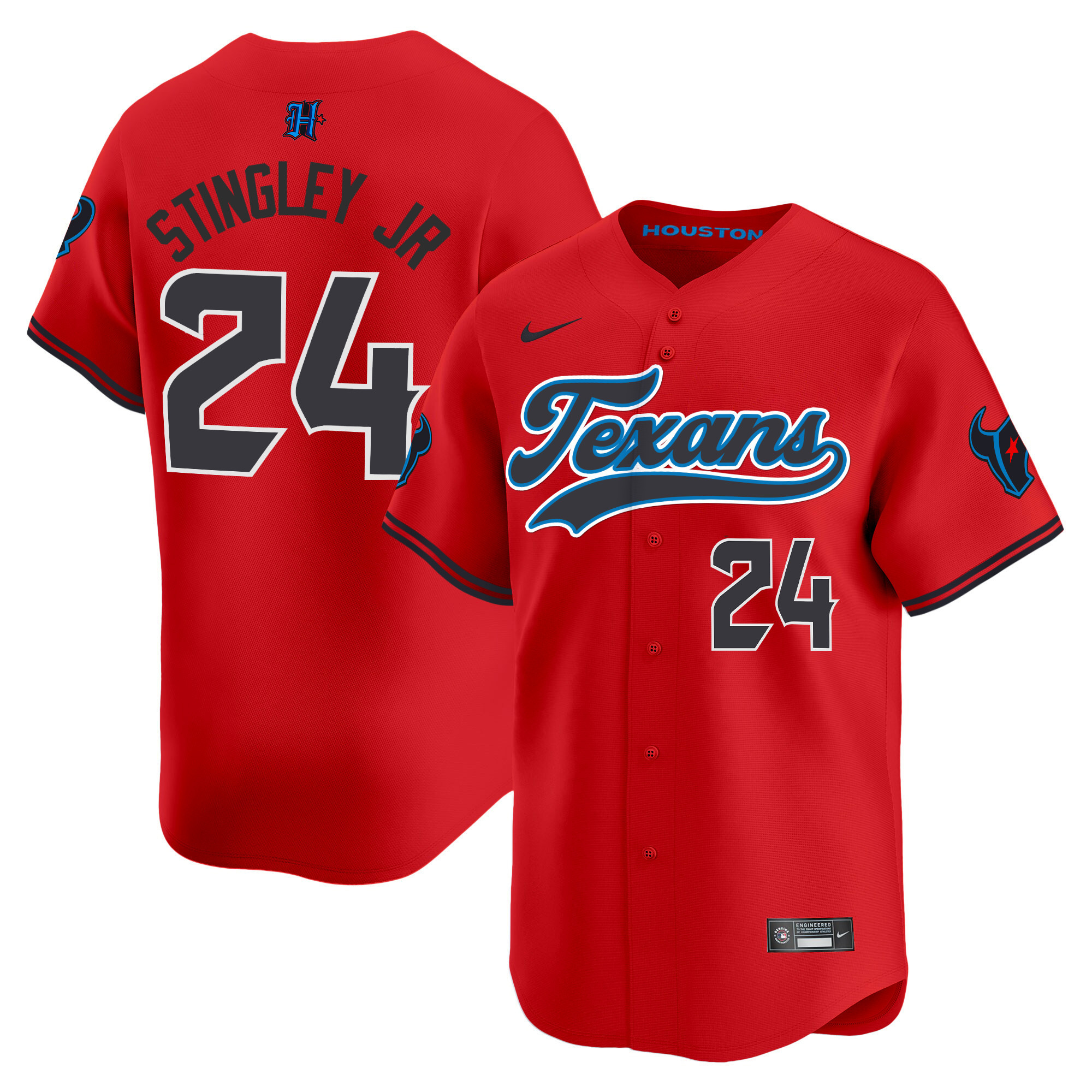 Derek Stingley Jr. Men's Houston Texans 2024 Baseball Red Jersey - All Stitched