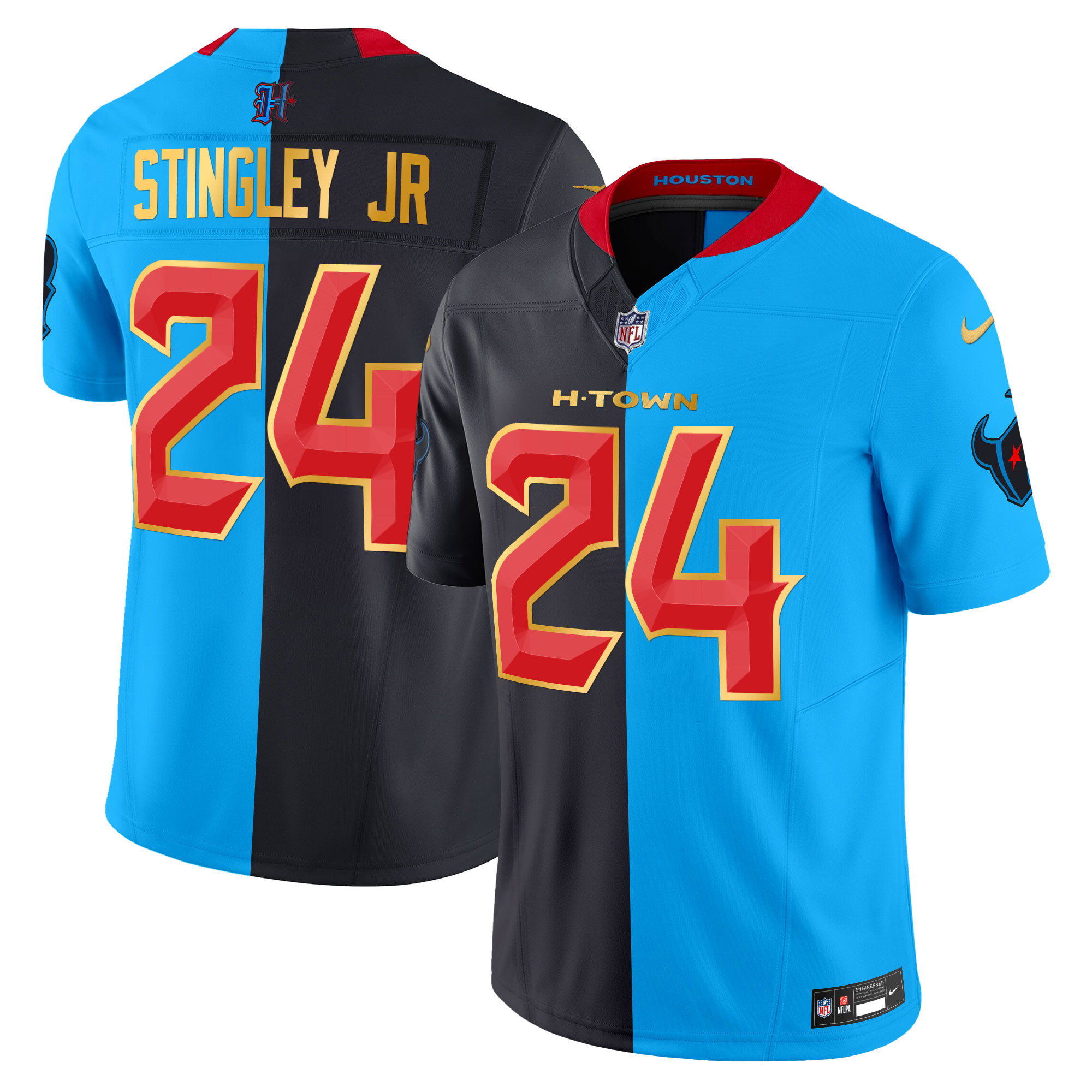 Derek Stingley Jr. Men's Houston Texans 2024 Gold Trim Vapor Limited Split Jersey - All Stitched
