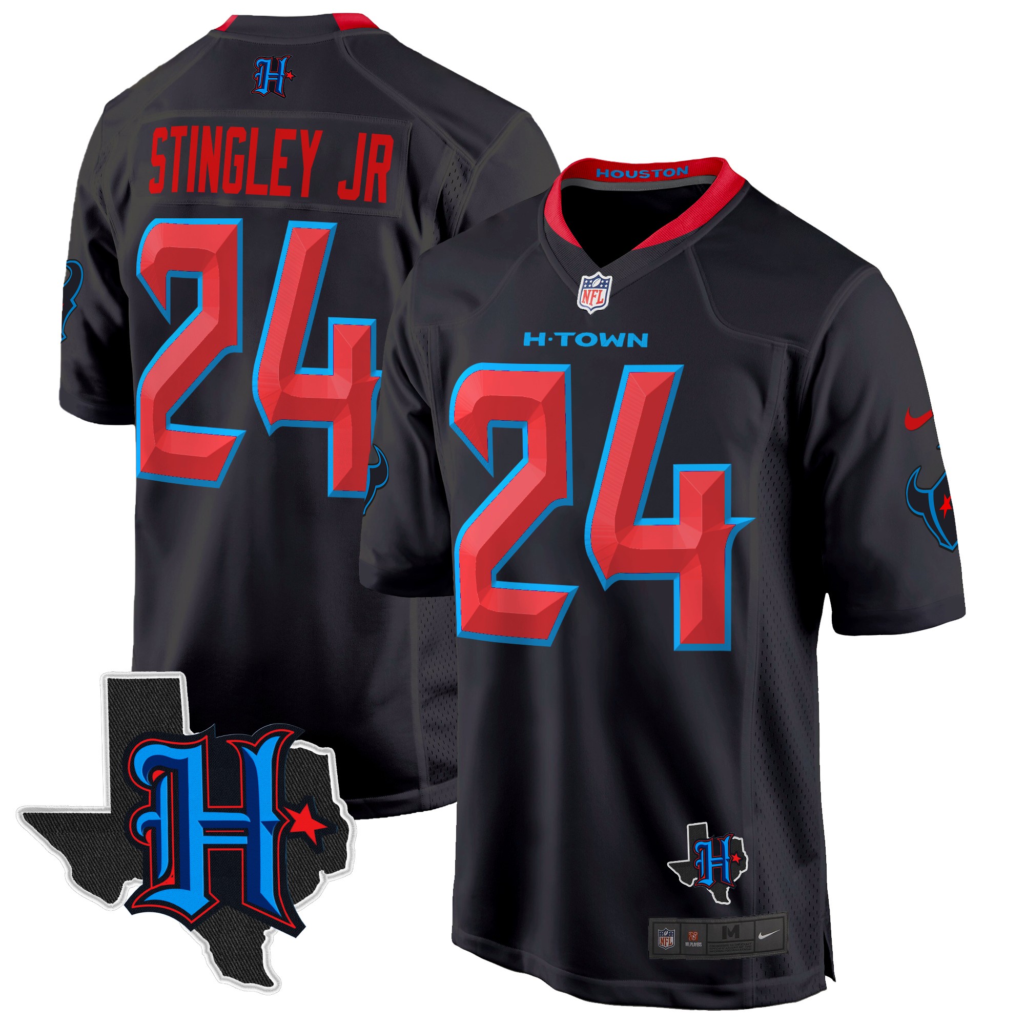 Derek Stingley Jr. Men's Houston Texans 2024 Texas Patch Game Navy Limited Jersey - All Stitched