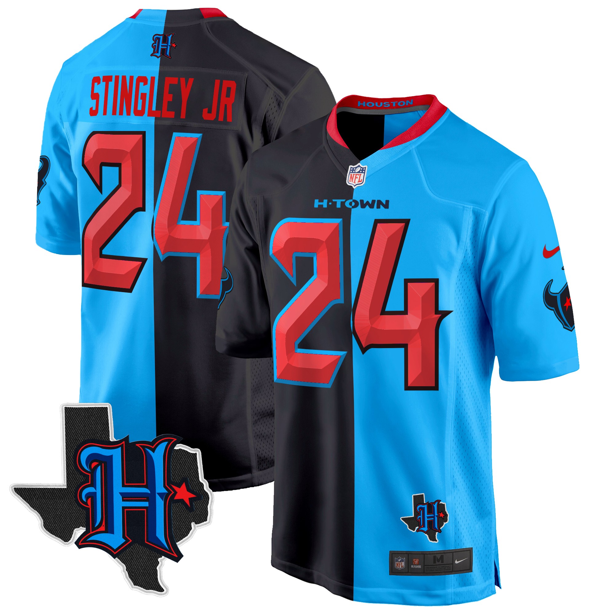 Derek Stingley Jr. Men's Houston Texans 2024 Texas Patch Game Split Jersey - All Stitched