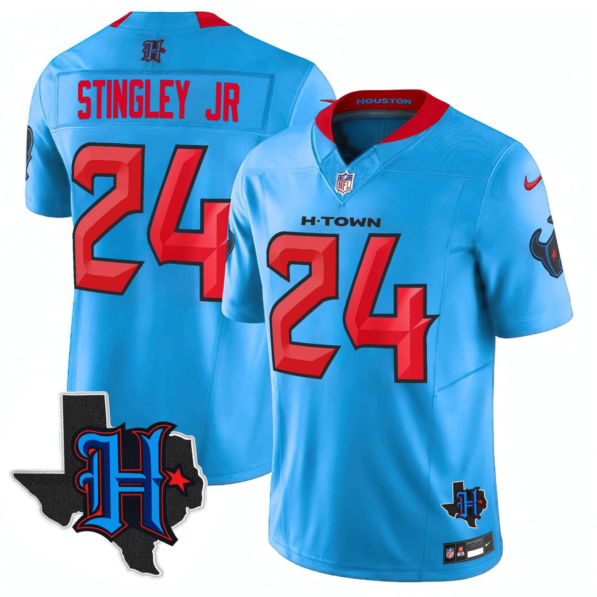 Derek Stingley Jr. Men's Houston Texans 2024 Texas Patch Vapor Limited Blue Jersey - All Stitched