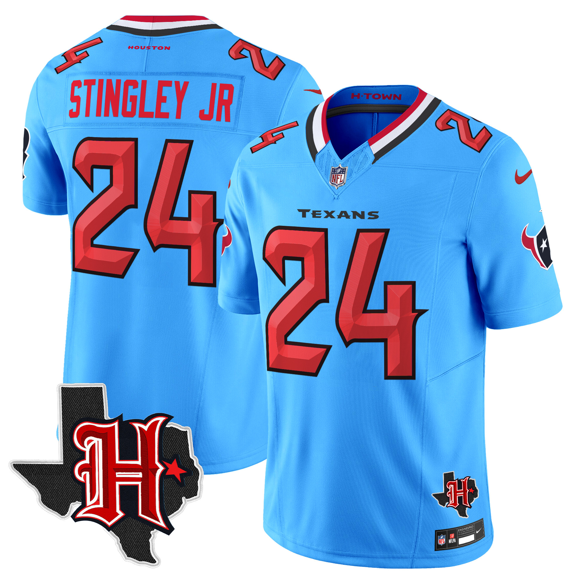 Derek Stingley Jr. Men's Houston Texans 2024 Texas Patch Vapor Limited Blue Jersey - All Stitched