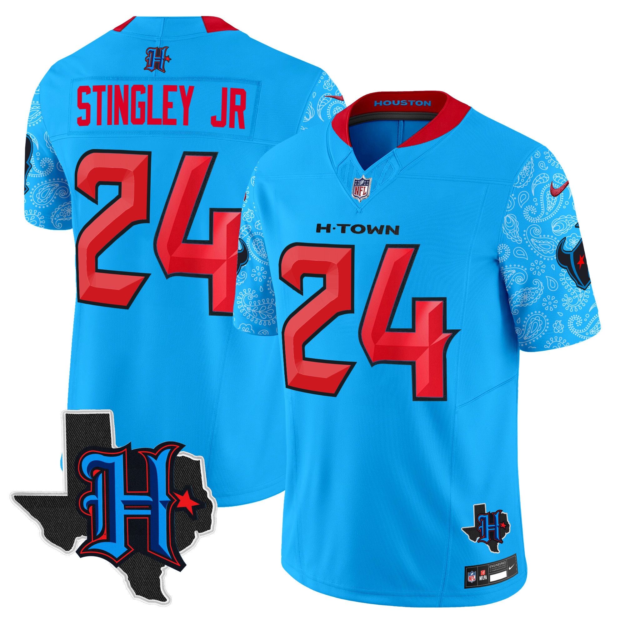Derek Stingley Jr. Men's Houston Texans 2024 Texas Patch Vapor Limited Blue Jersey - All Stitched
