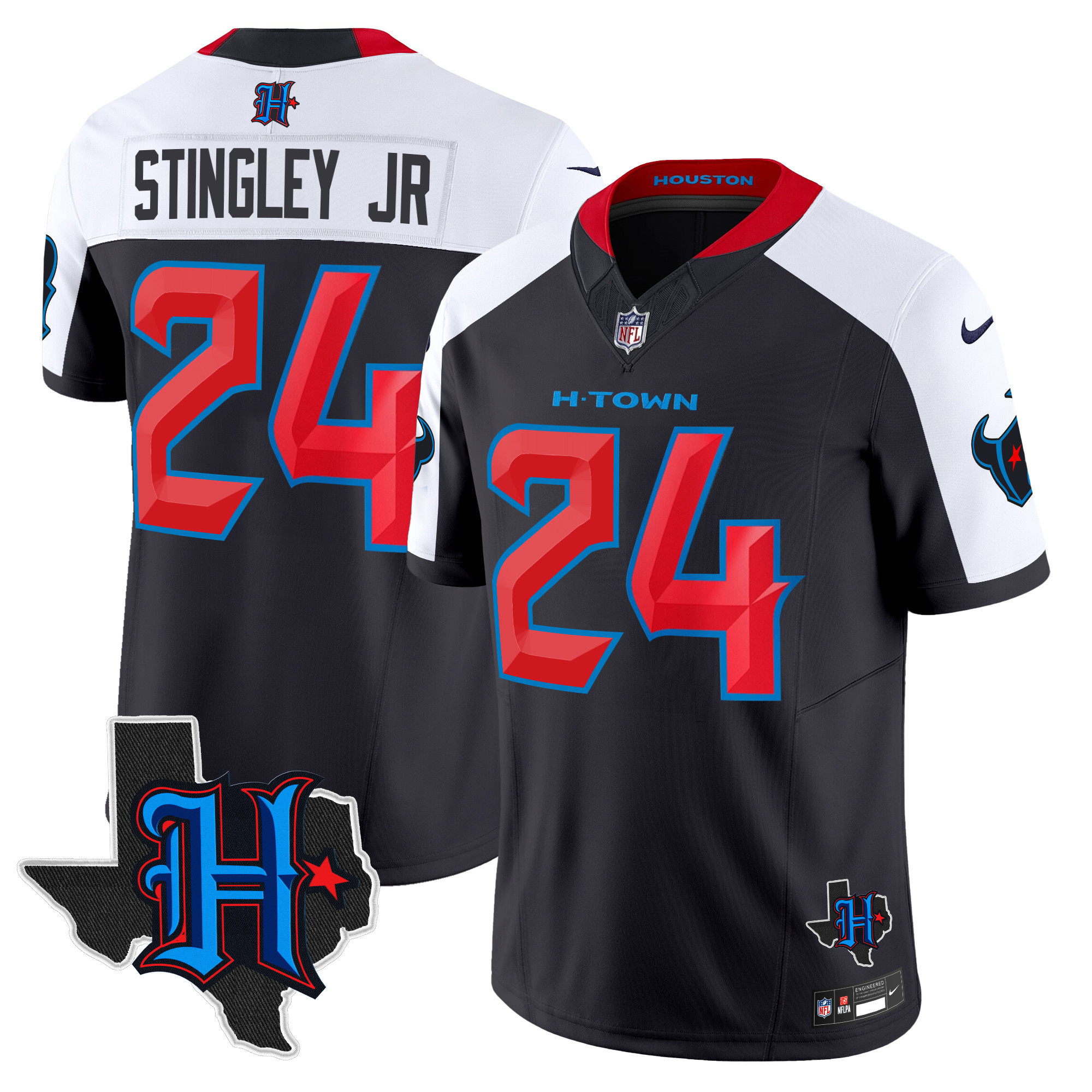 Derek Stingley Jr. Men's Houston Texans 2024 Texas Patch Vapor Limited Navy Alternate Jersey - All Stitched
