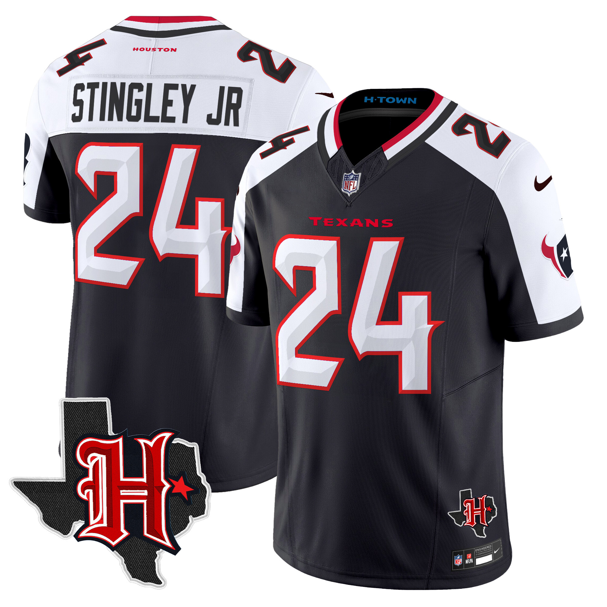 Derek Stingley Jr. Men's Houston Texans 2024 Texas Patch Vapor Limited Navy Alternate Jersey - All Stitched