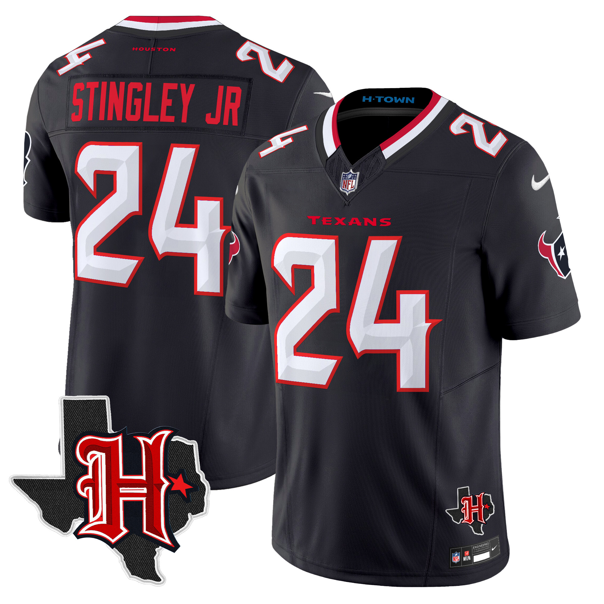 Derek Stingley Jr. Men's Houston Texans 2024 Texas Patch Vapor Limited Navy Jersey - All Stitched