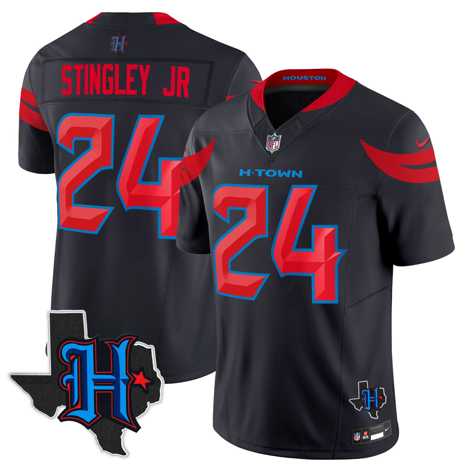 Derek Stingley Jr. Men's Houston Texans 2024 Texas Patch Vapor Limited Navy Limited Jersey - All Stitched