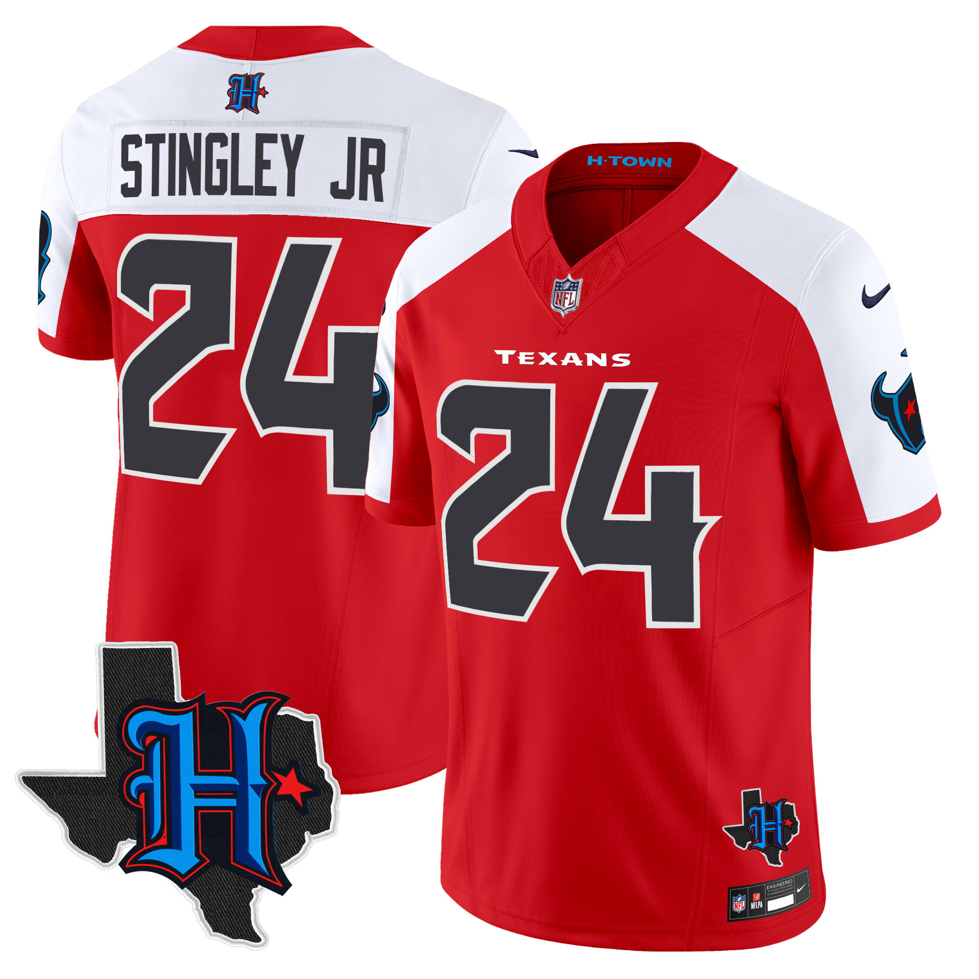 Derek Stingley Jr. Men's Houston Texans 2024 Texas Patch Vapor Limited Red Alternate Jersey - All Stitched
