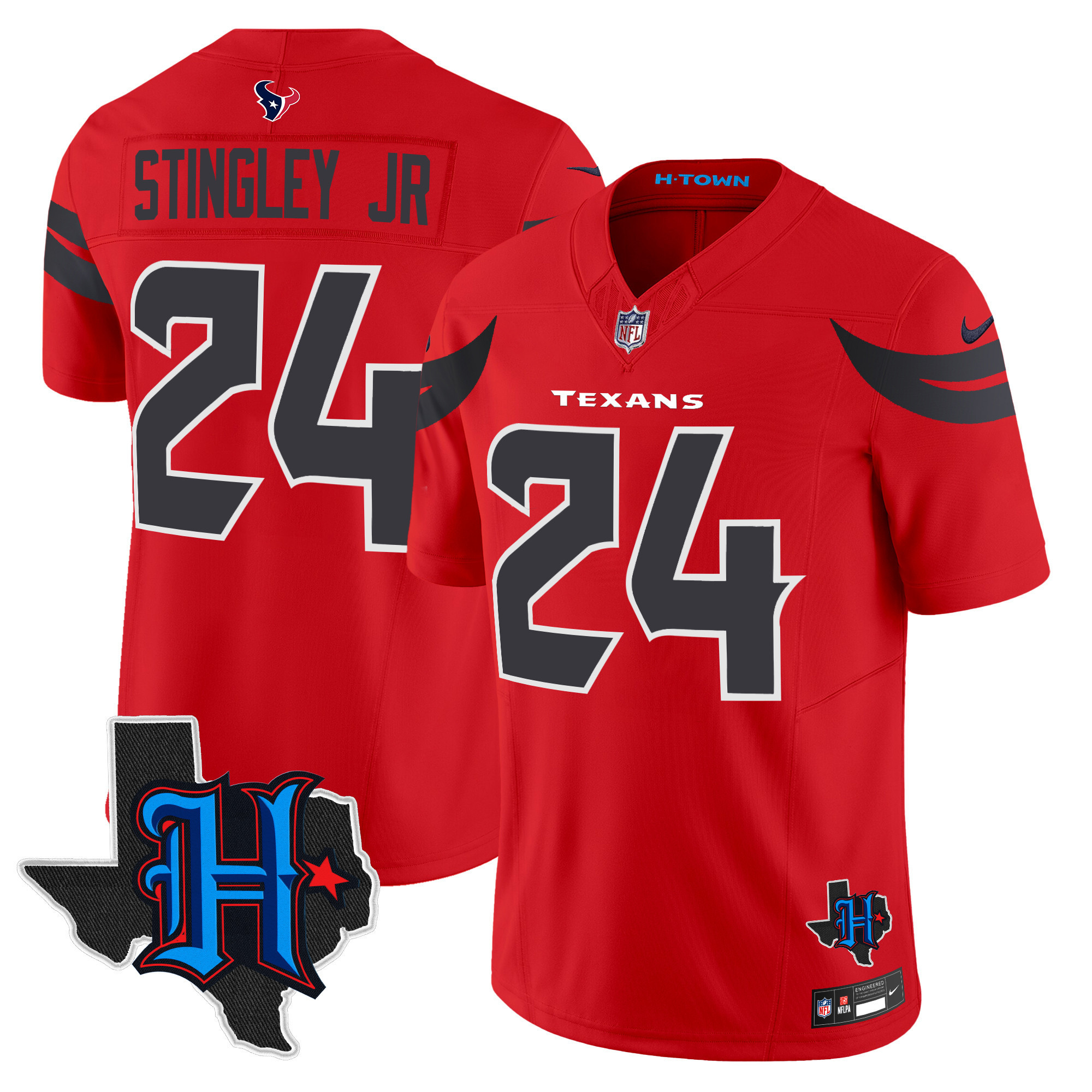 Derek Stingley Jr. Men's Houston Texans 2024 Texas Patch Vapor Limited Red Jersey - All Stitched