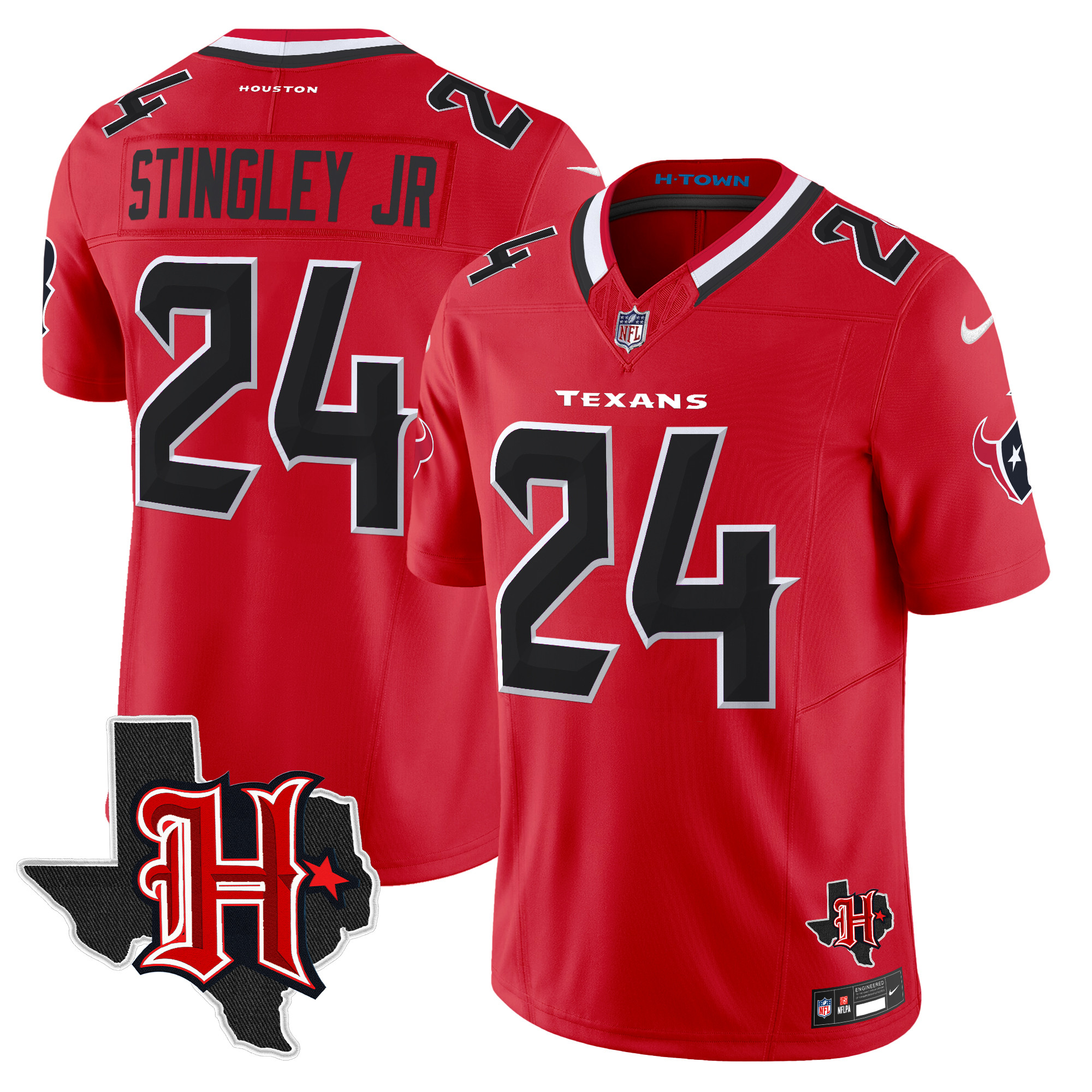 Derek Stingley Jr. Men's Houston Texans 2024 Texas Patch Vapor Limited Red Jersey - All Stitched