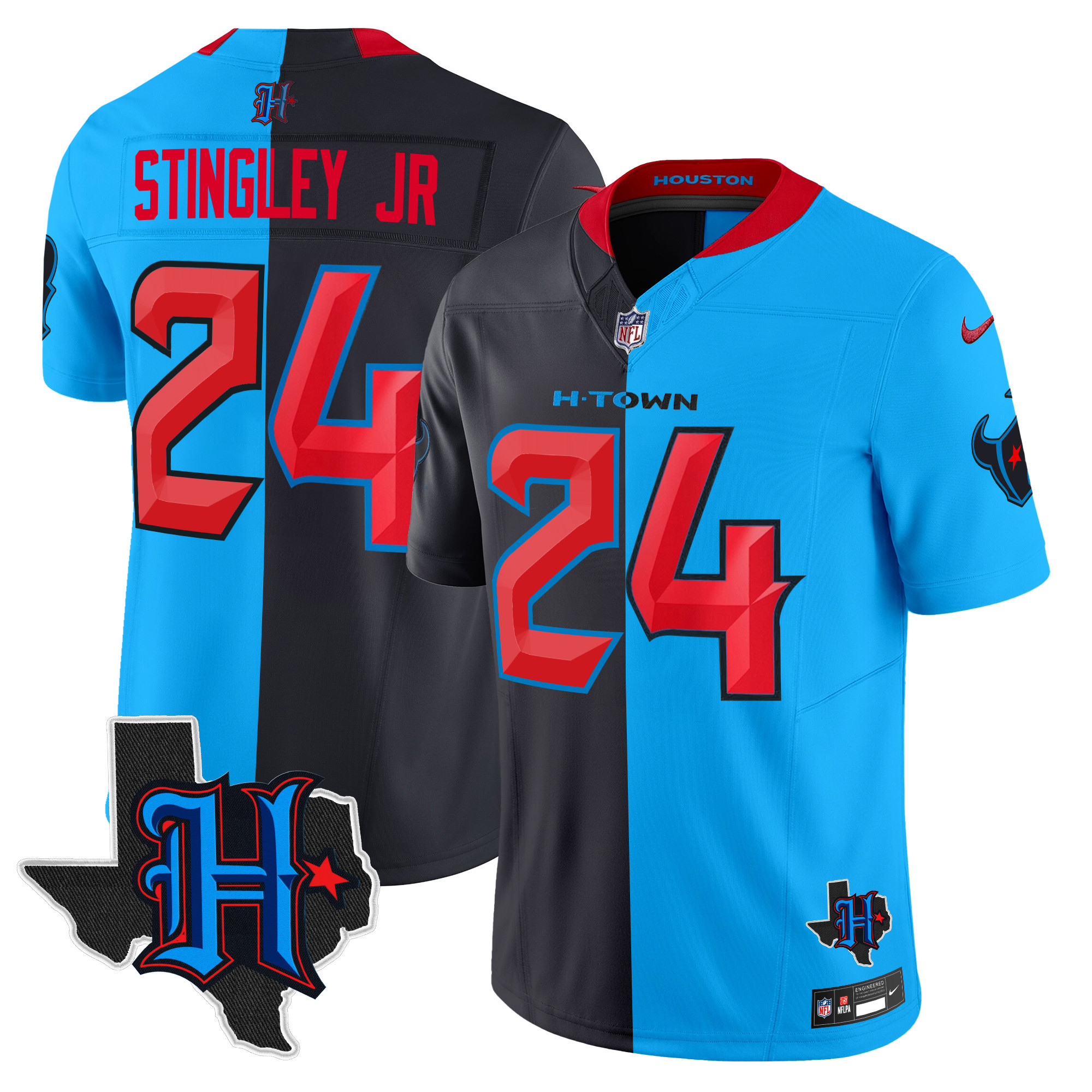 Derek Stingley Jr. Men's Houston Texans 2024 Texas Patch Vapor Limited Split Jersey - All Stitched