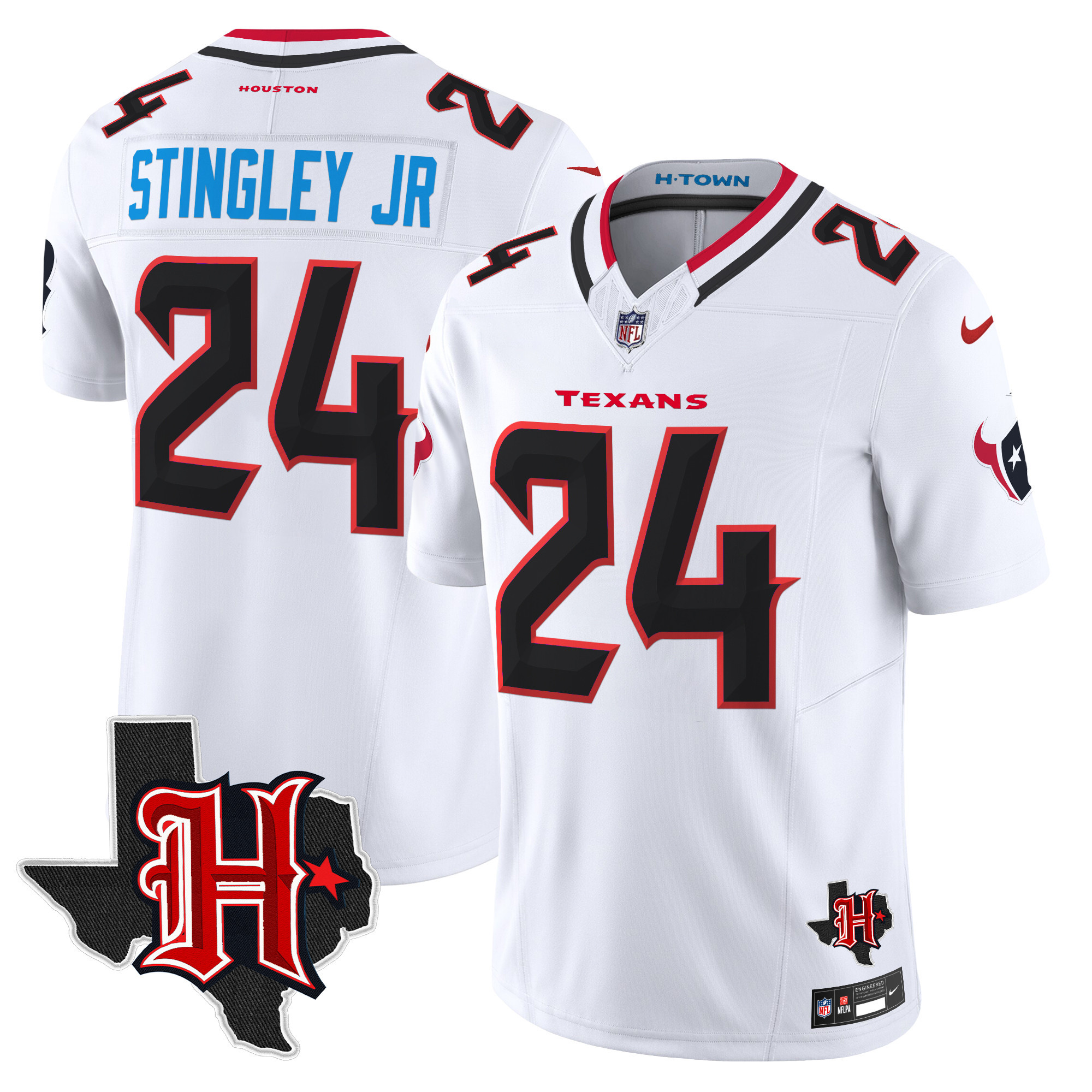 Derek Stingley Jr. Men's Houston Texans 2024 Texas Patch Vapor Limited White Jersey - All Stitched