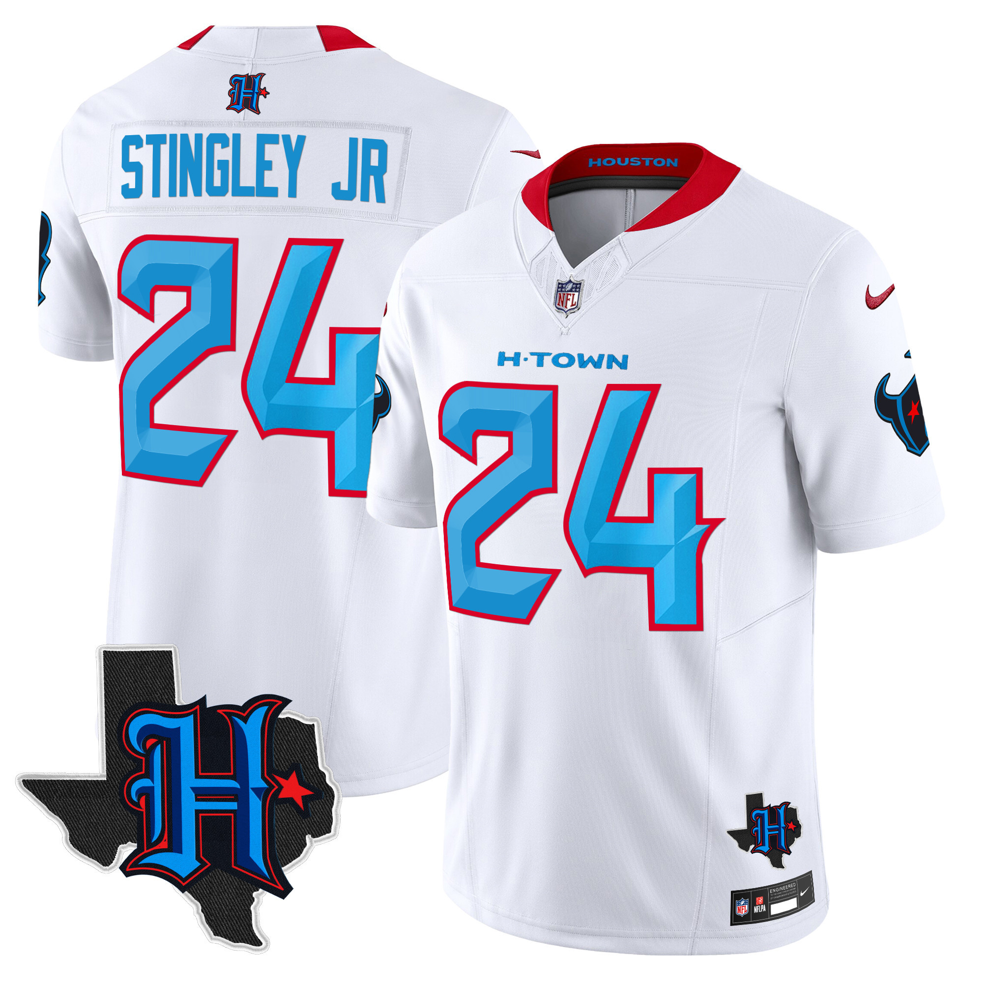 Derek Stingley Jr. Men's Houston Texans 2024 Texas Patch Vapor Limited White Jersey - All Stitched