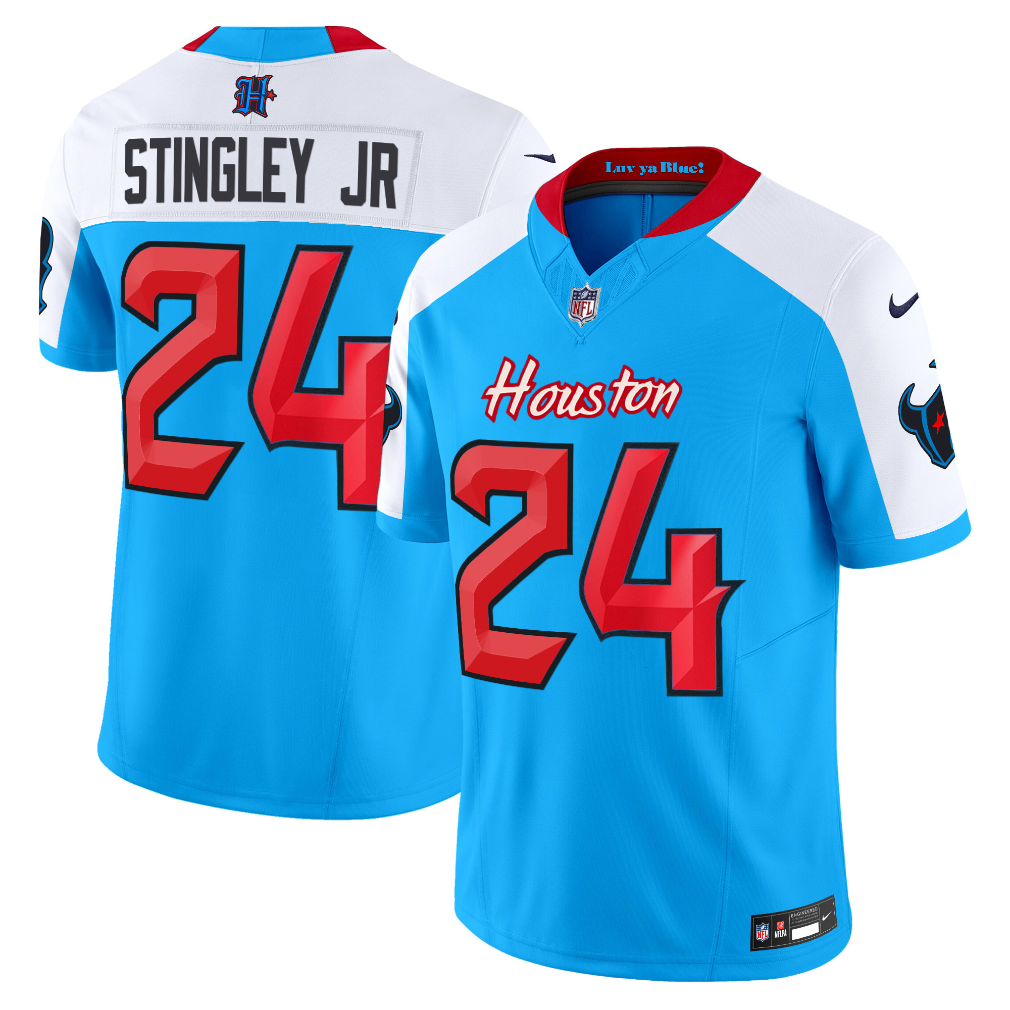 Derek Stingley Jr. Men's Houston Texans 2024 Vapor Limited Blue Alternate Jersey - All Stitched