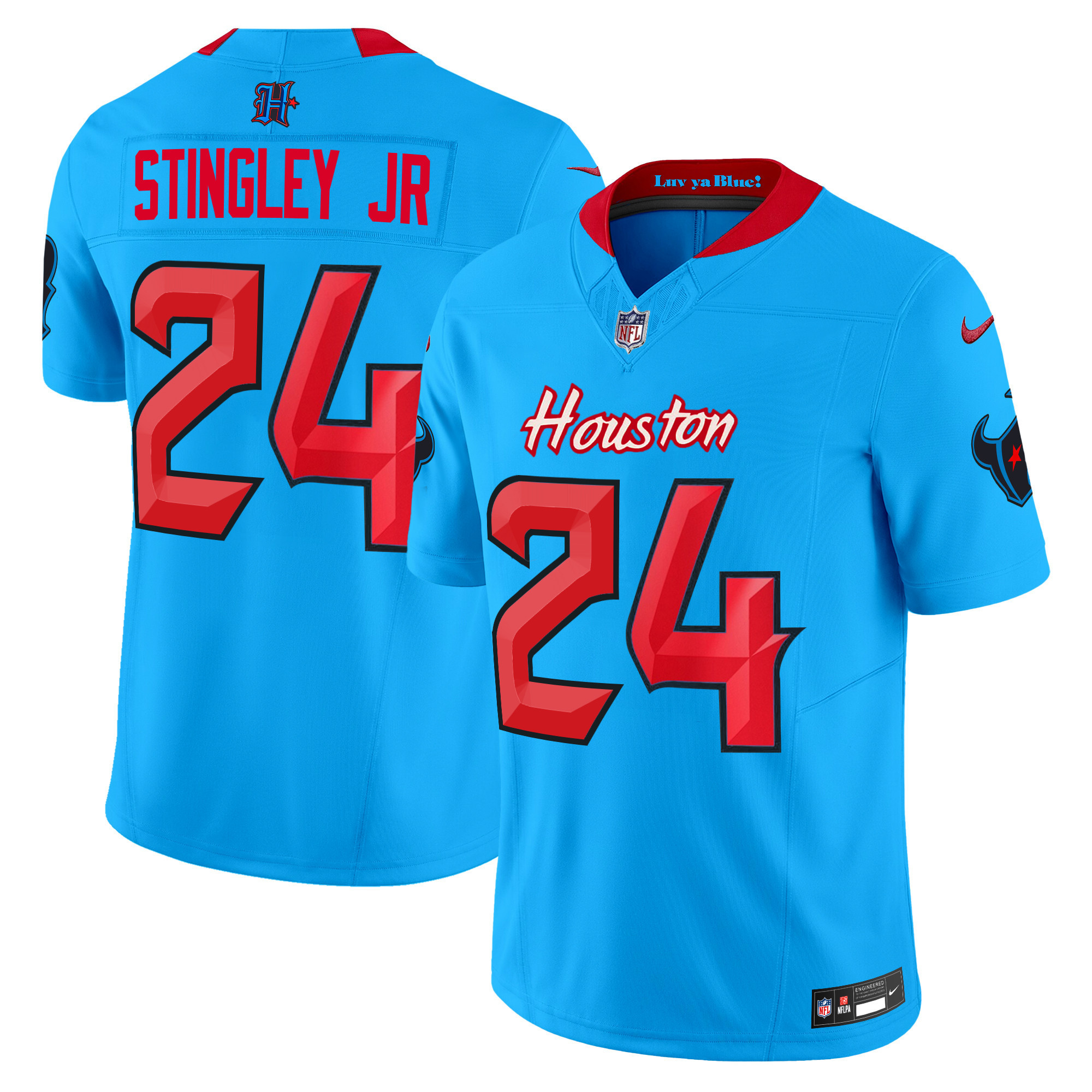 Derek Stingley Jr. Men's Houston Texans 2024 Vapor Limited Blue Jersey - All Stitched