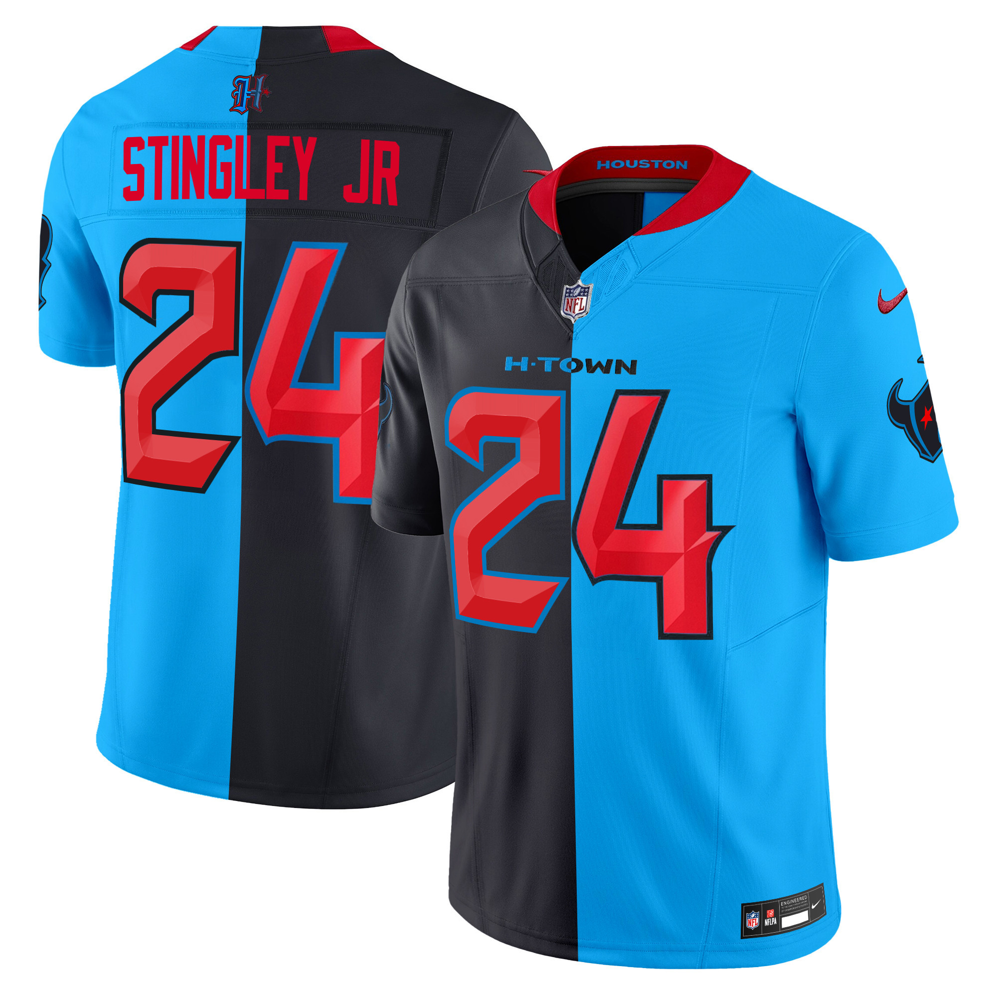 Derek Stingley Jr. Men's Houston Texans 2024 Vapor Limited Blue Split Jersey - All Stitched